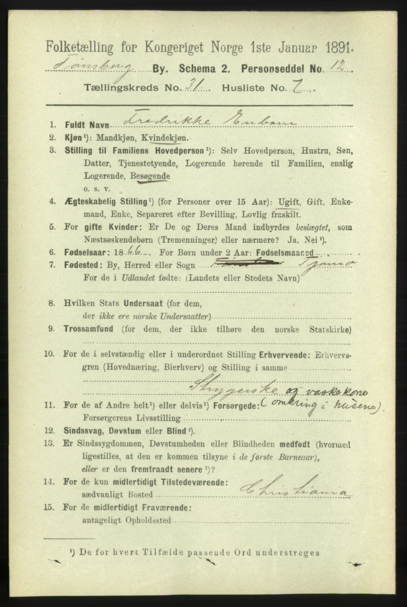 RA, Folketelling 1891 for 0705 Tønsberg kjøpstad, 1891, s. 7452