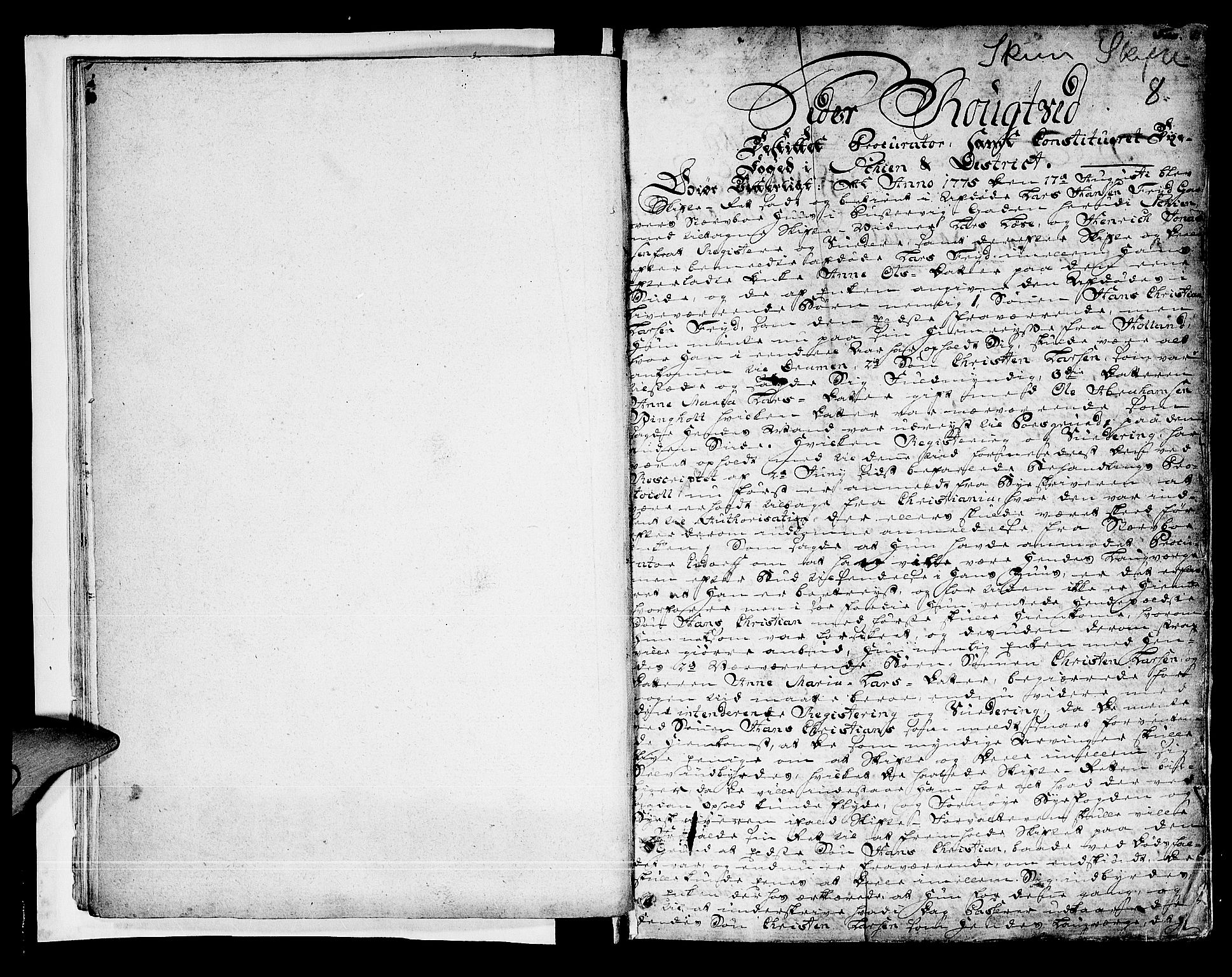 Skien byfogd, SAKO/A-219/H/Hd/L0001: Skifteforhandlingsprotokoll., 1775-1782, s. 1