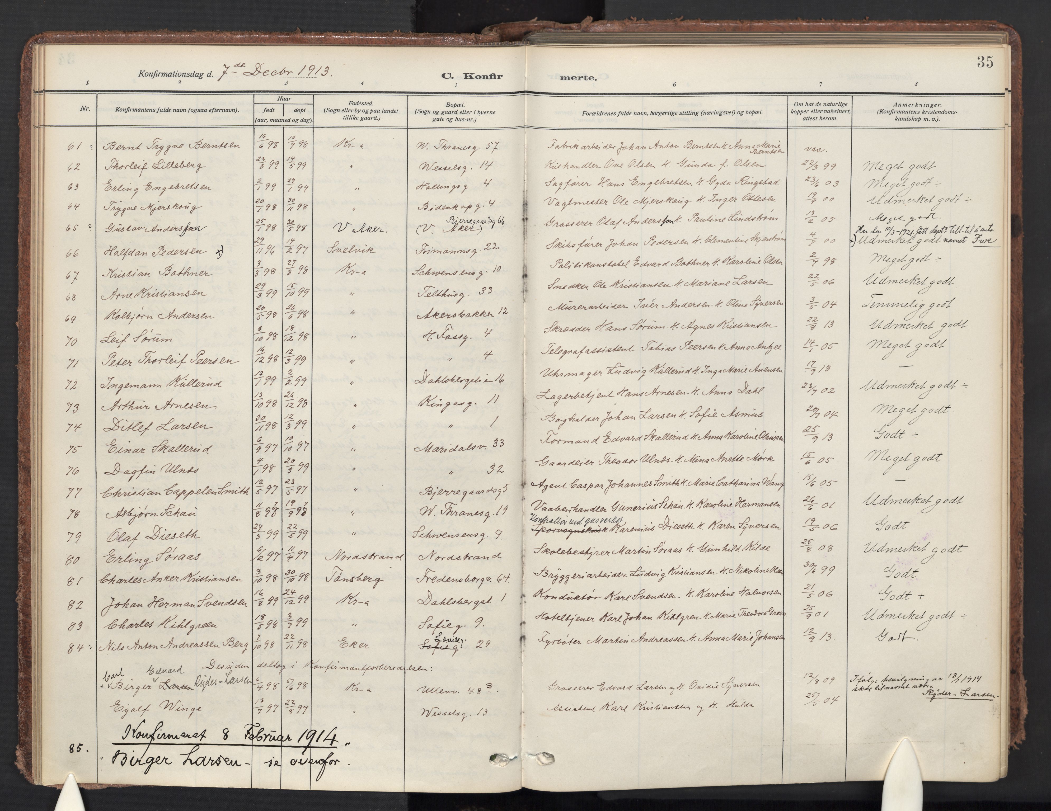 Gamle Aker prestekontor Kirkebøker, AV/SAO-A-10617a/F/L0015: Ministerialbok nr. 15, 1911-1924, s. 35