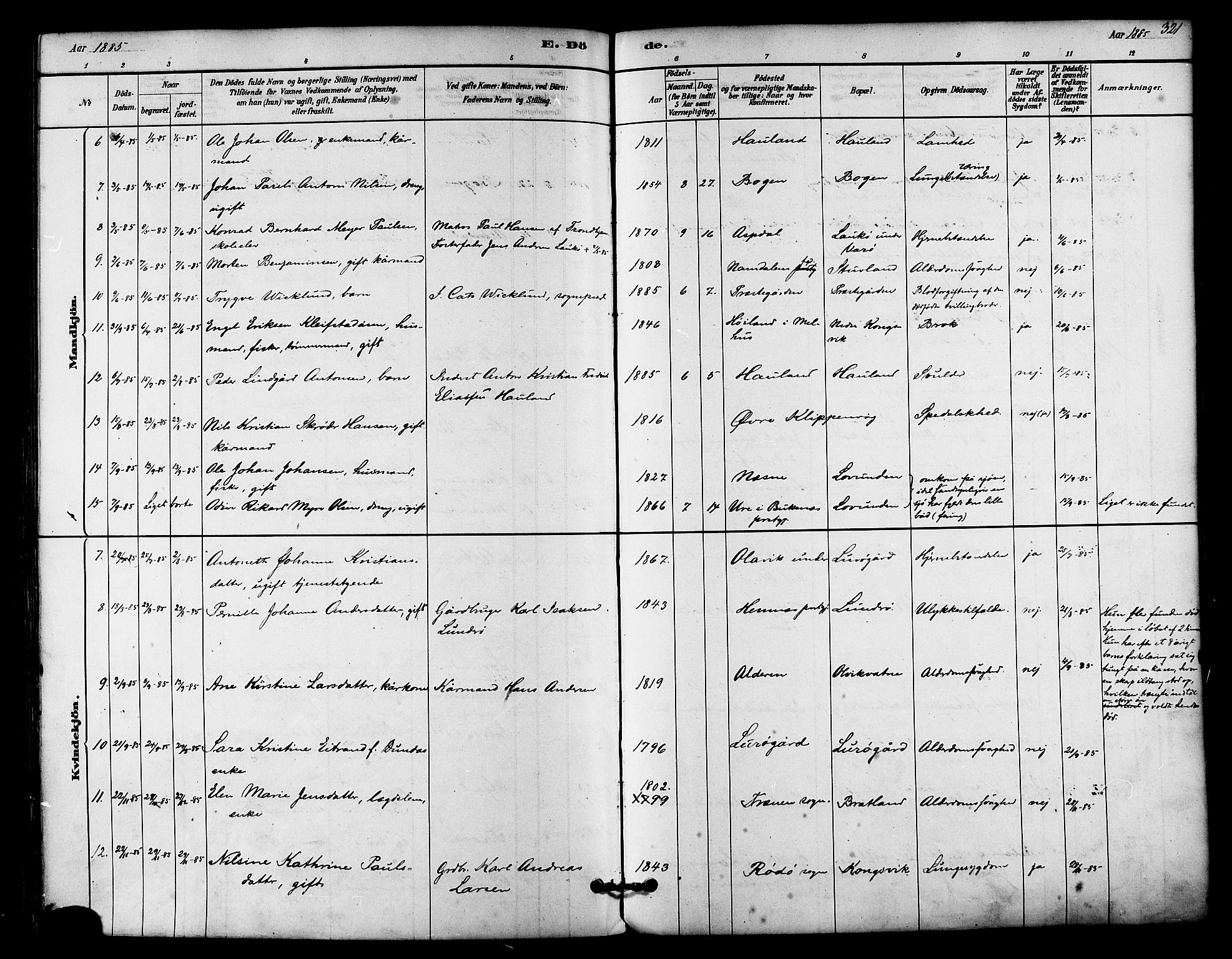 Ministerialprotokoller, klokkerbøker og fødselsregistre - Nordland, SAT/A-1459/839/L0568: Ministerialbok nr. 839A05, 1880-1902, s. 321