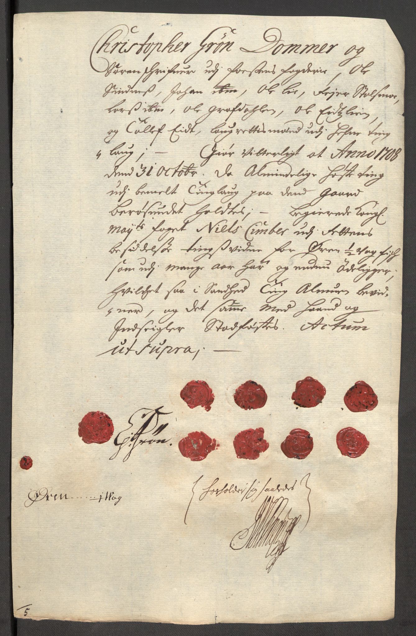 Rentekammeret inntil 1814, Reviderte regnskaper, Fogderegnskap, RA/EA-4092/R57/L3858: Fogderegnskap Fosen, 1708-1709, s. 172