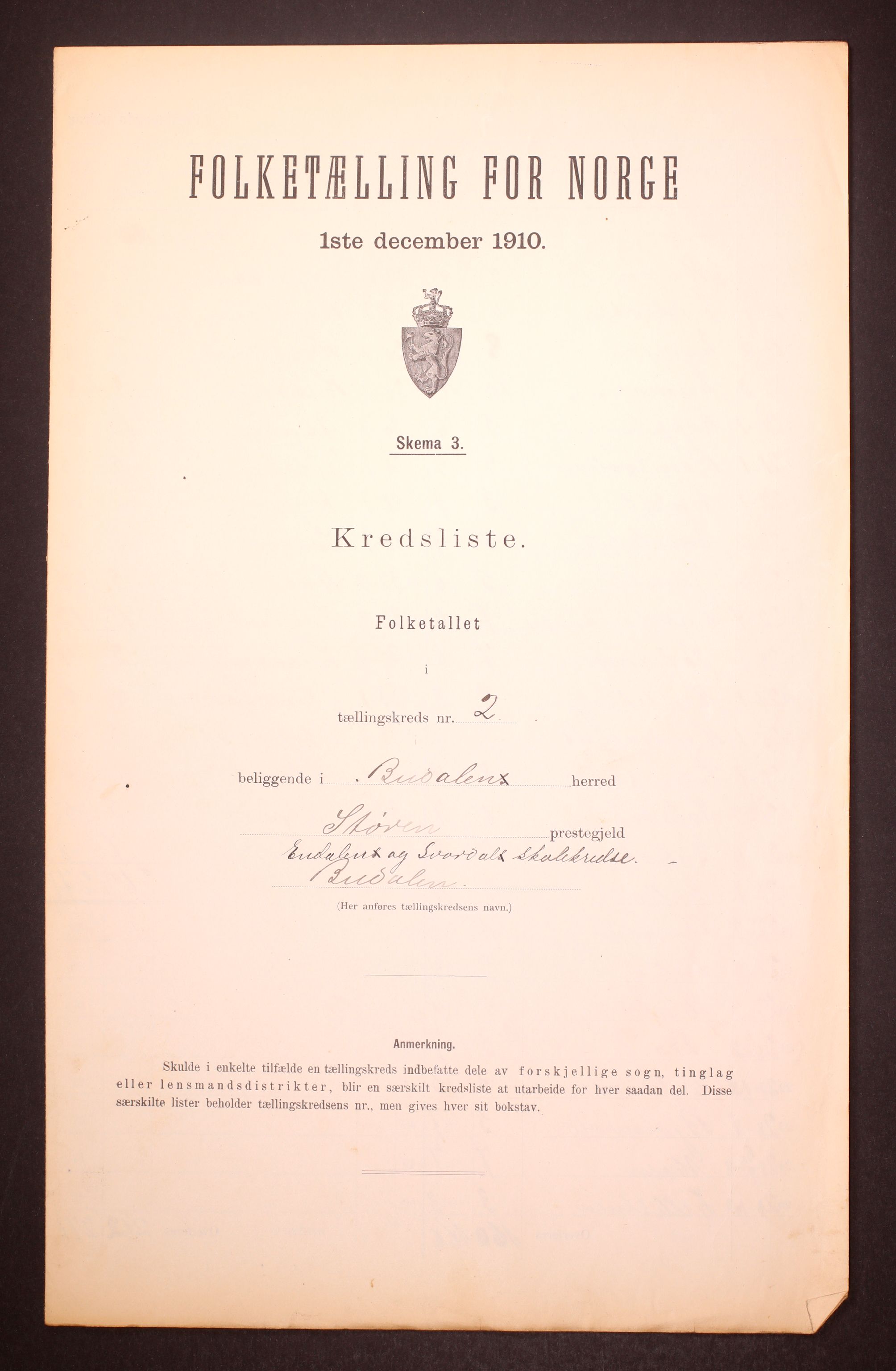RA, Folketelling 1910 for 1647 Budal herred, 1910, s. 7