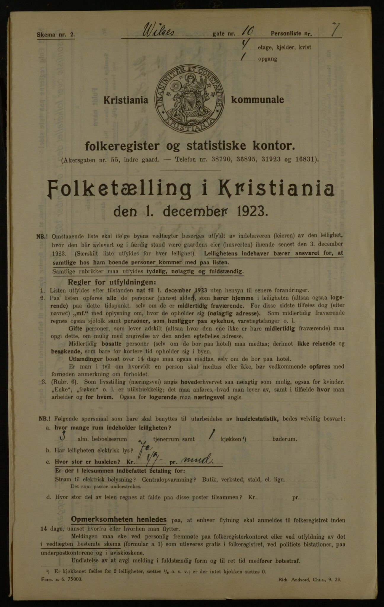 OBA, Kommunal folketelling 1.12.1923 for Kristiania, 1923, s. 141747