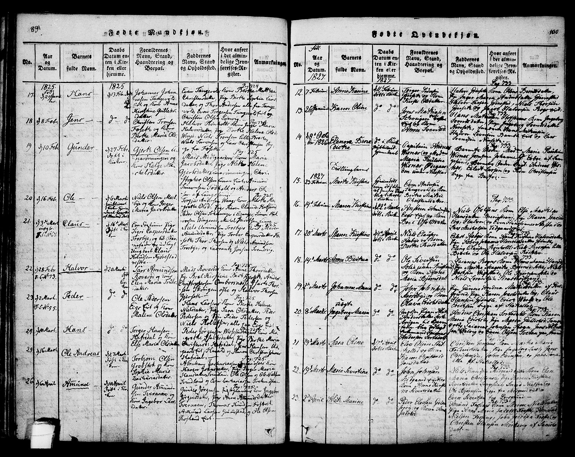 Bamble kirkebøker, SAKO/A-253/F/Fa/L0003: Ministerialbok nr. I 3 /1, 1814-1834, s. 89-90