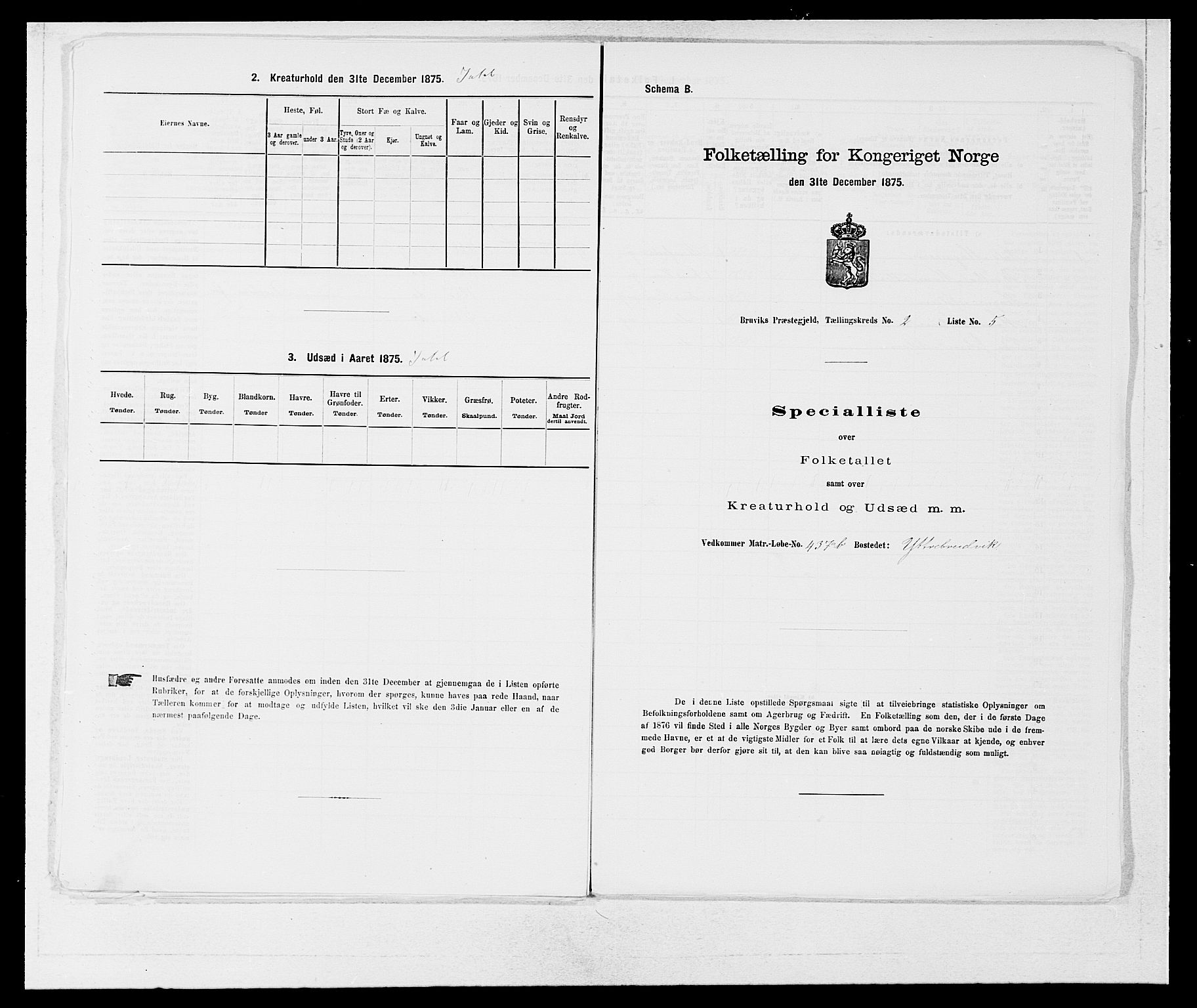 SAB, Folketelling 1875 for 1251P Bruvik prestegjeld, 1875, s. 106