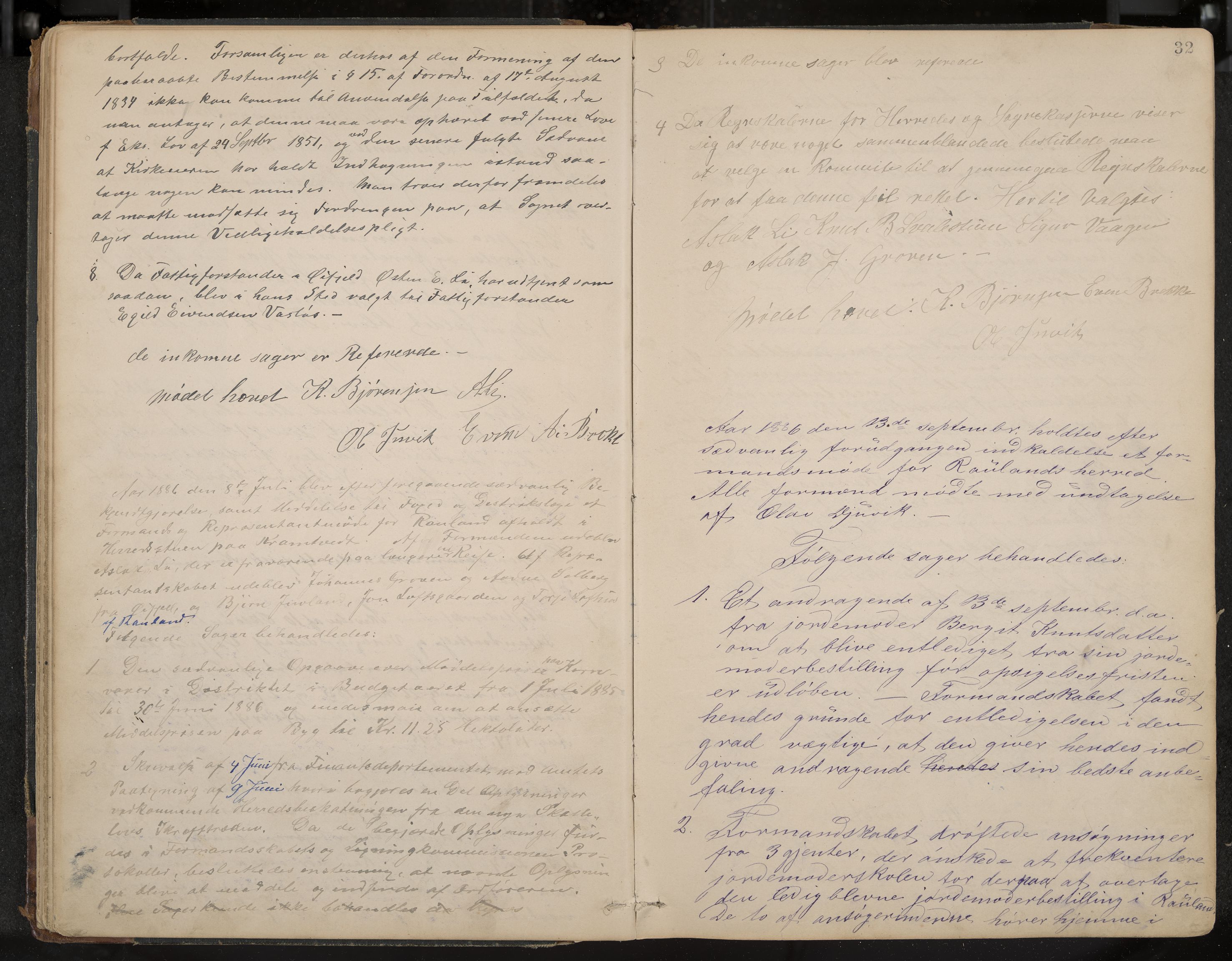 Rauland formannskap og sentraladministrasjon, IKAK/0835021/A/Aa/L0002: Møtebok, 1884-1908, s. 32