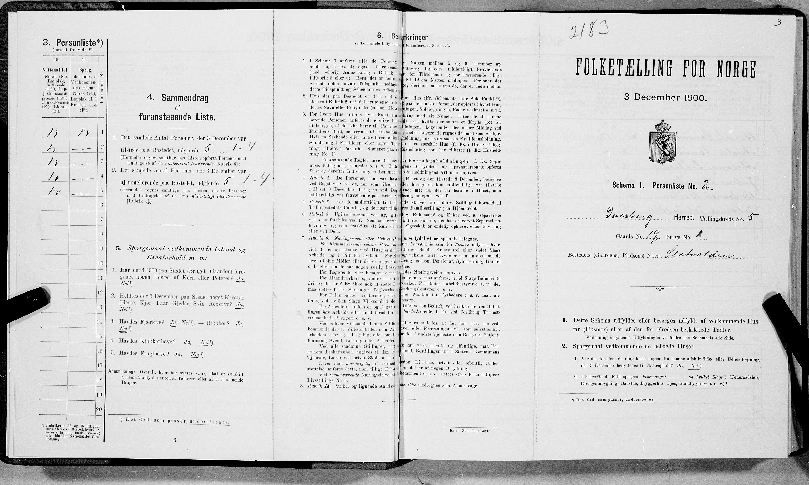 SAT, Folketelling 1900 for 1872 Dverberg herred, 1900, s. 383
