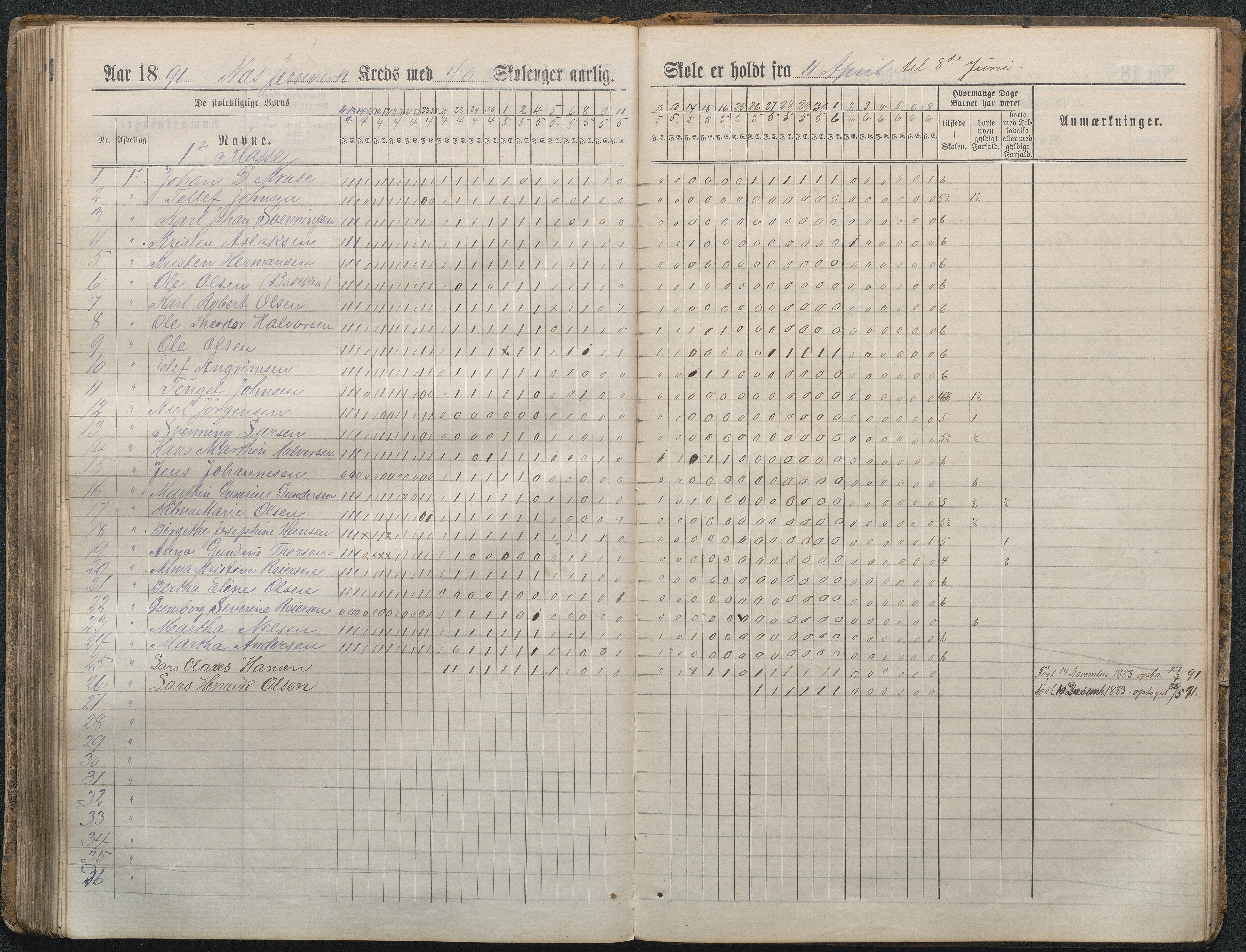 Næs Jernverk faste skole, AAMA/DA-1086/F/F01/L0004: Nr.4 Dagbok, 1882-1891, s. 176