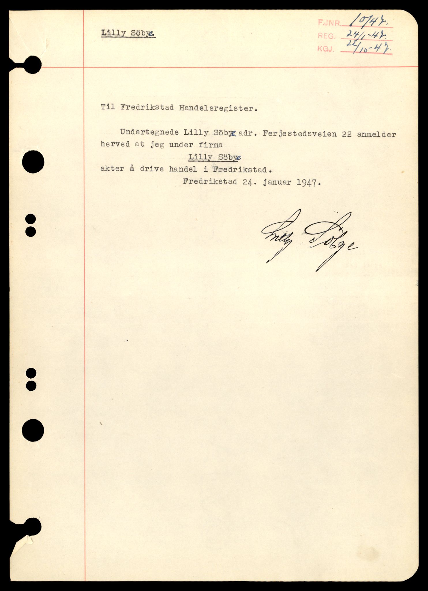 Fredrikstad tingrett, AV/SAT-A-10473/K/Kb/Kba/L0038: Enkeltmannsforetak, aksjeselskap og andelslag, Sø-Th, 1944-1990, s. 1