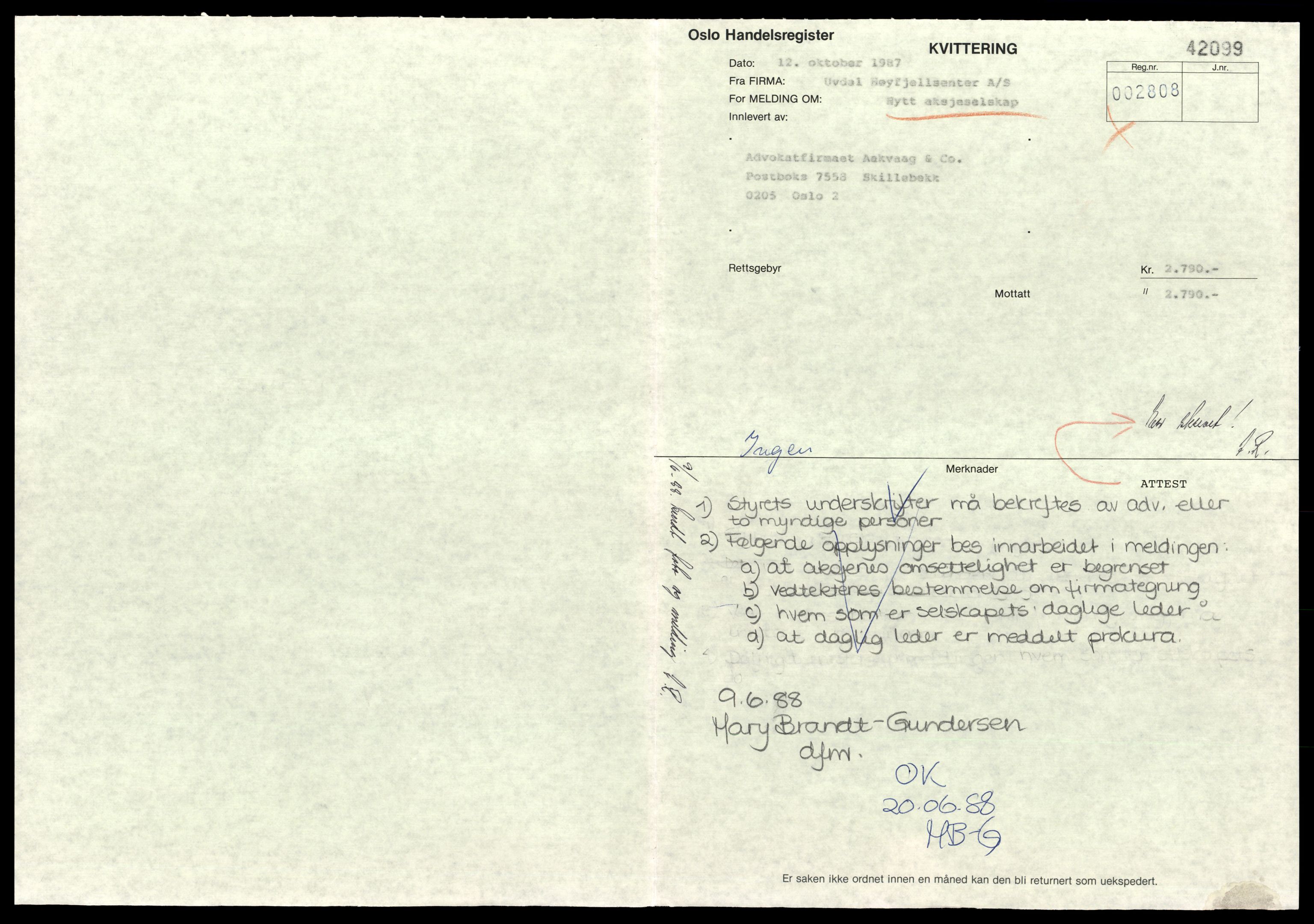 Oslo byfogd, Handelsregisteret, SAT/A-10867/G/Gc/Gca/L0866: Ikke konverterte foretak, Uvd-Vaj, 1890-1990, s. 1