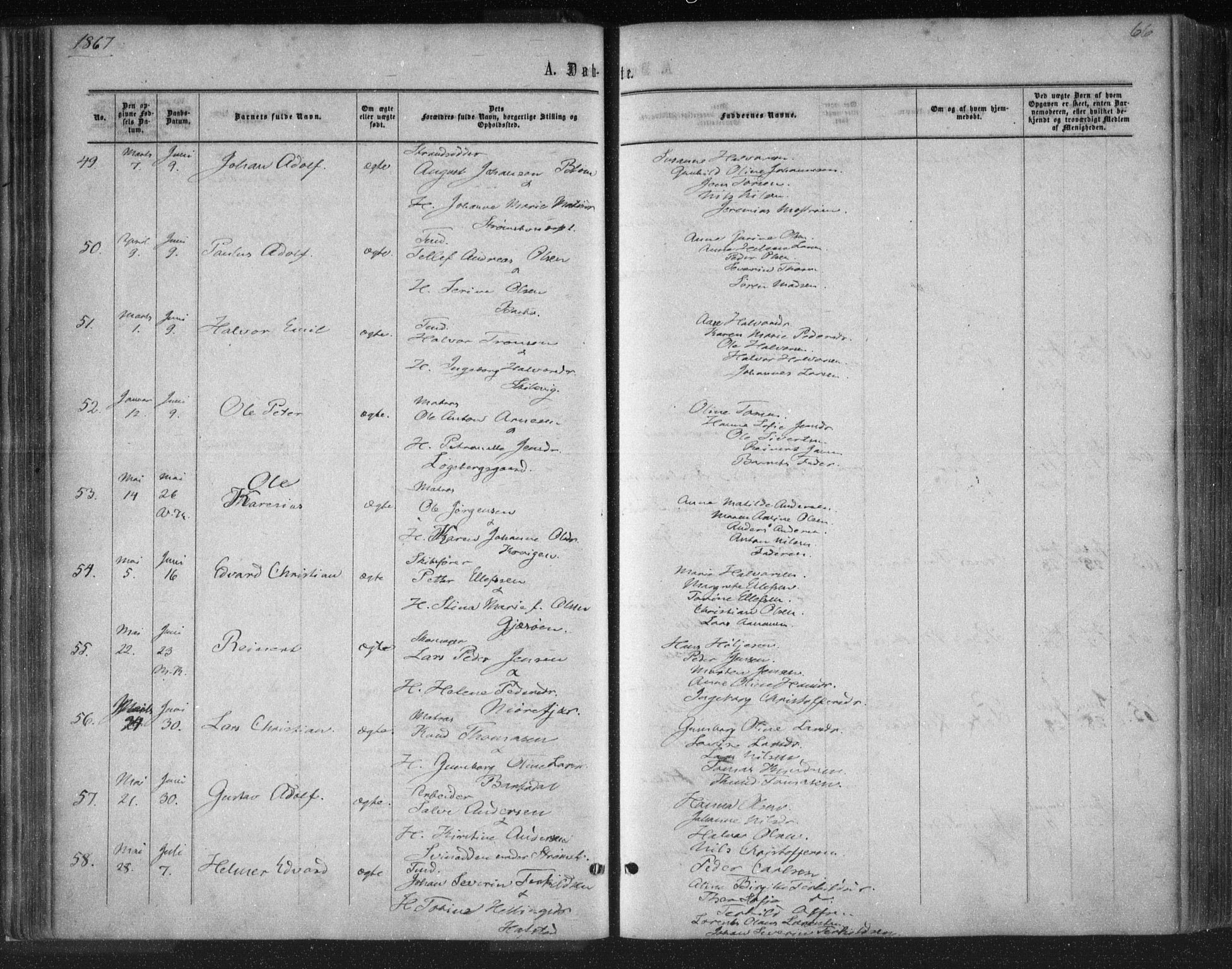 Tromøy sokneprestkontor, AV/SAK-1111-0041/F/Fa/L0007: Ministerialbok nr. A 7, 1864-1869, s. 66