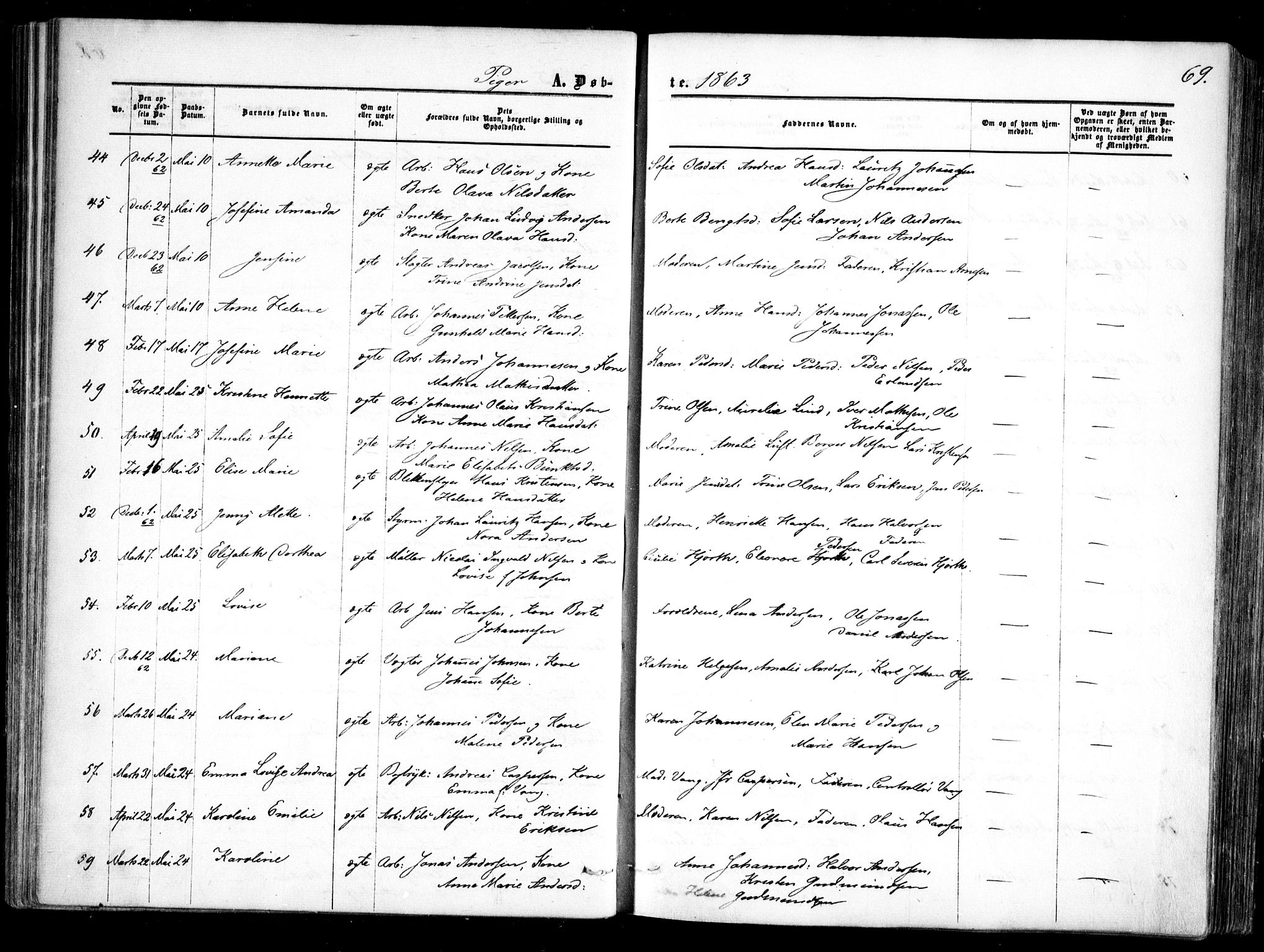 Halden prestekontor Kirkebøker, AV/SAO-A-10909/F/Fa/L0007: Ministerialbok nr. I 7, 1857-1865, s. 69