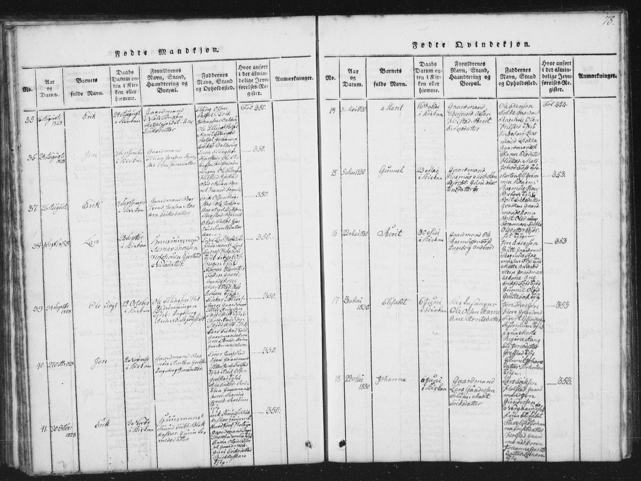 Ministerialprotokoller, klokkerbøker og fødselsregistre - Sør-Trøndelag, SAT/A-1456/672/L0862: Klokkerbok nr. 672C01, 1816-1831, s. 78