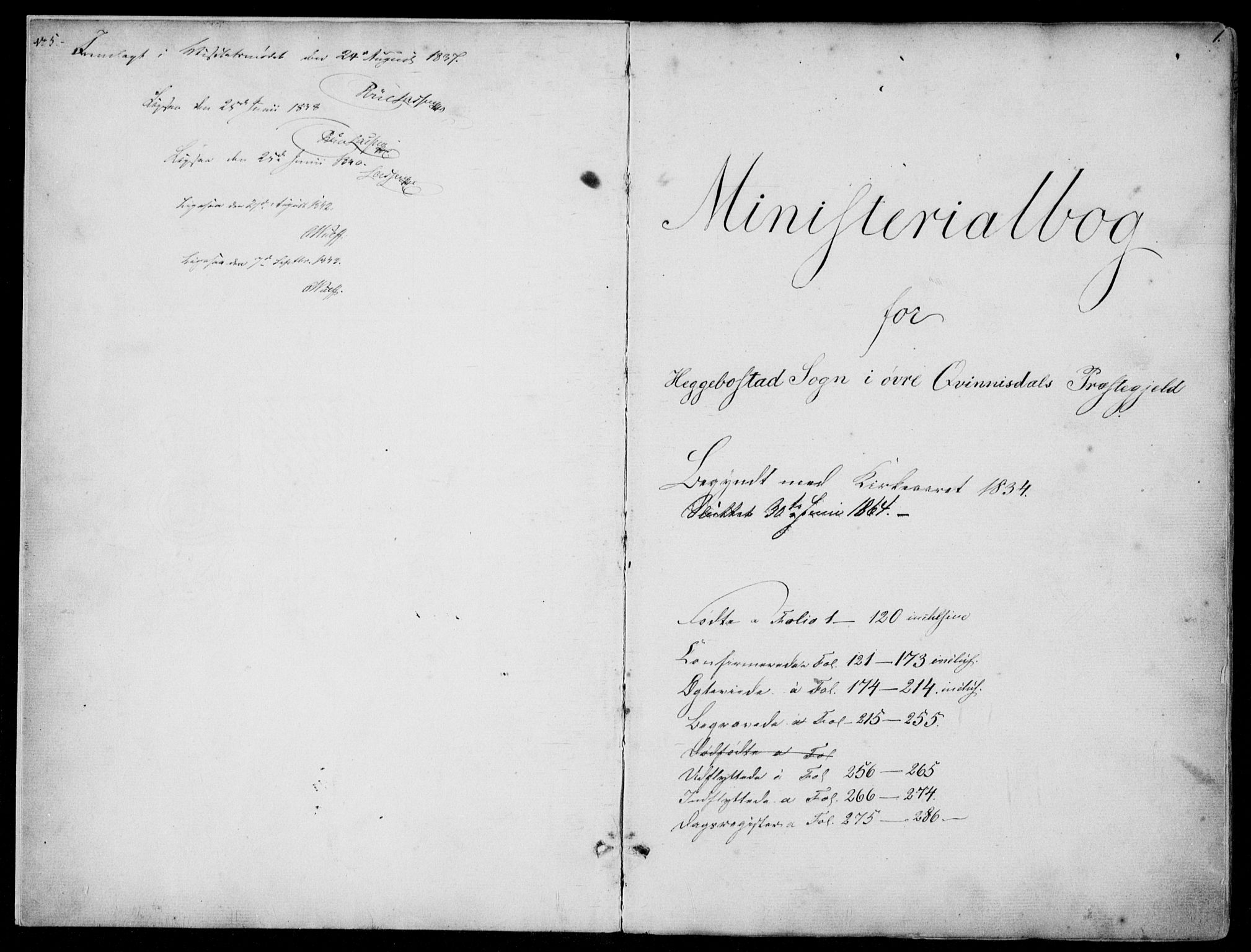 Hægebostad sokneprestkontor, SAK/1111-0024/F/Fa/Faa/L0004: Ministerialbok nr. A 4, 1834-1864