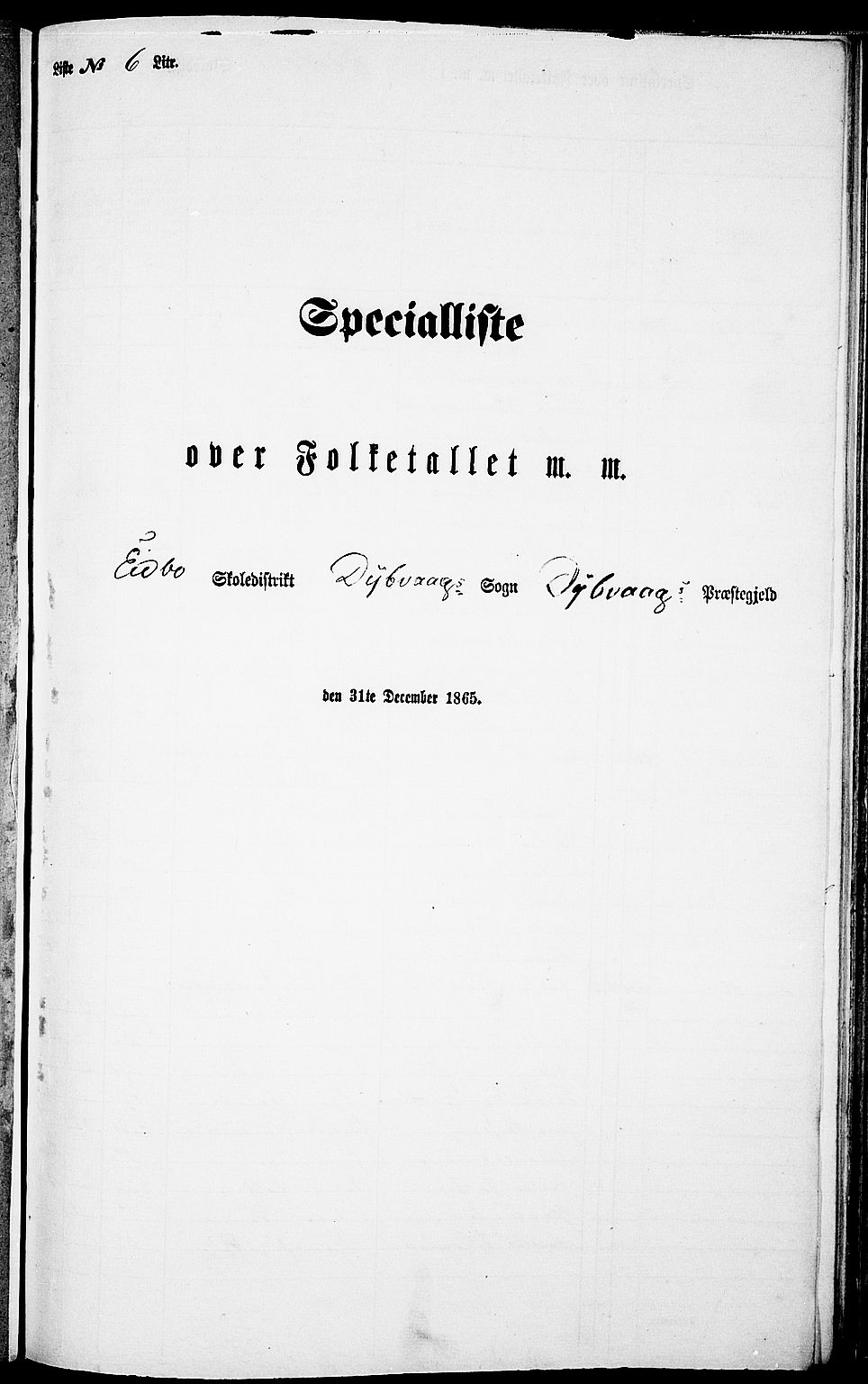RA, Folketelling 1865 for 0915P Dypvåg prestegjeld, 1865, s. 108