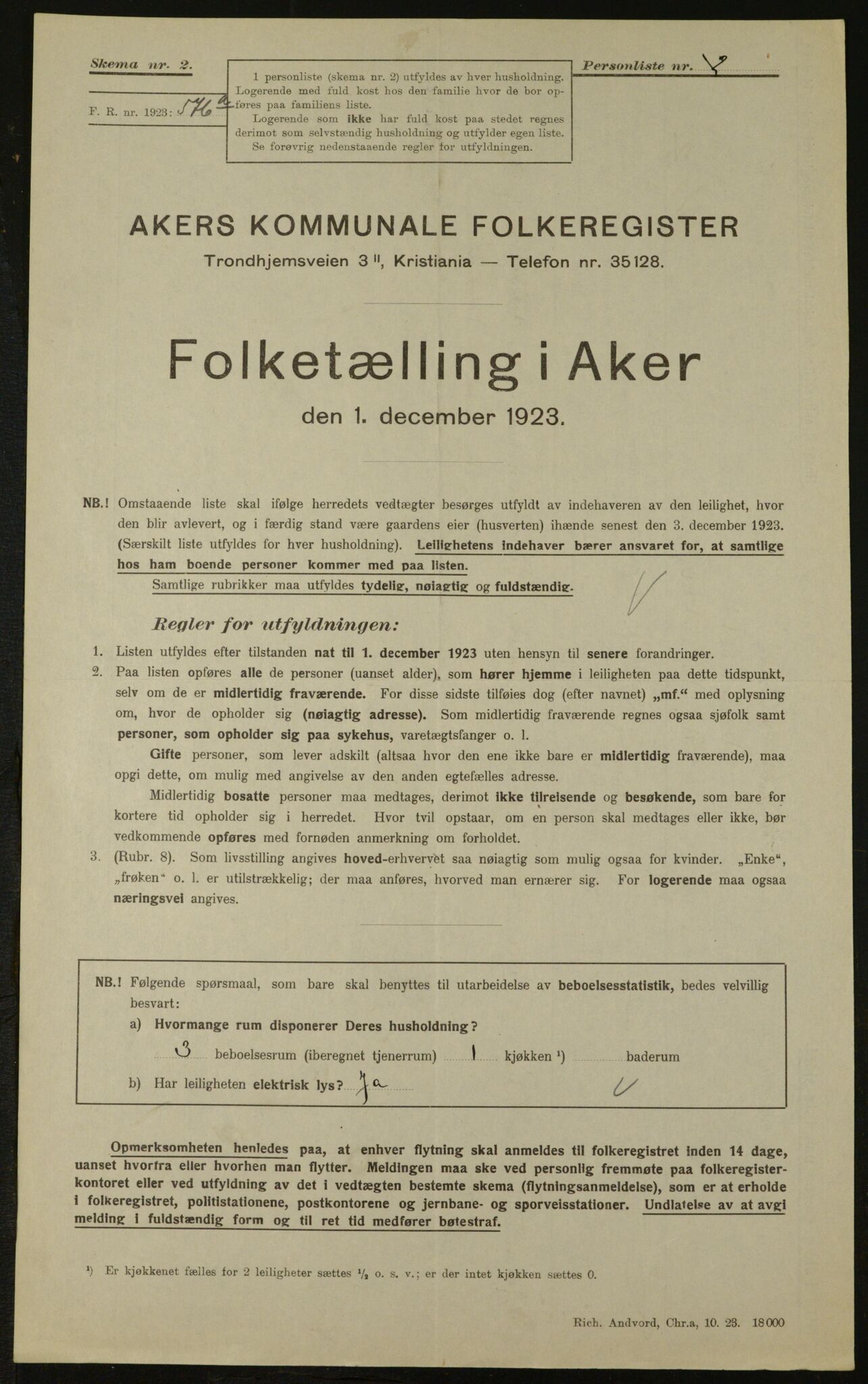 , Kommunal folketelling 1.12.1923 for Aker, 1923, s. 3348