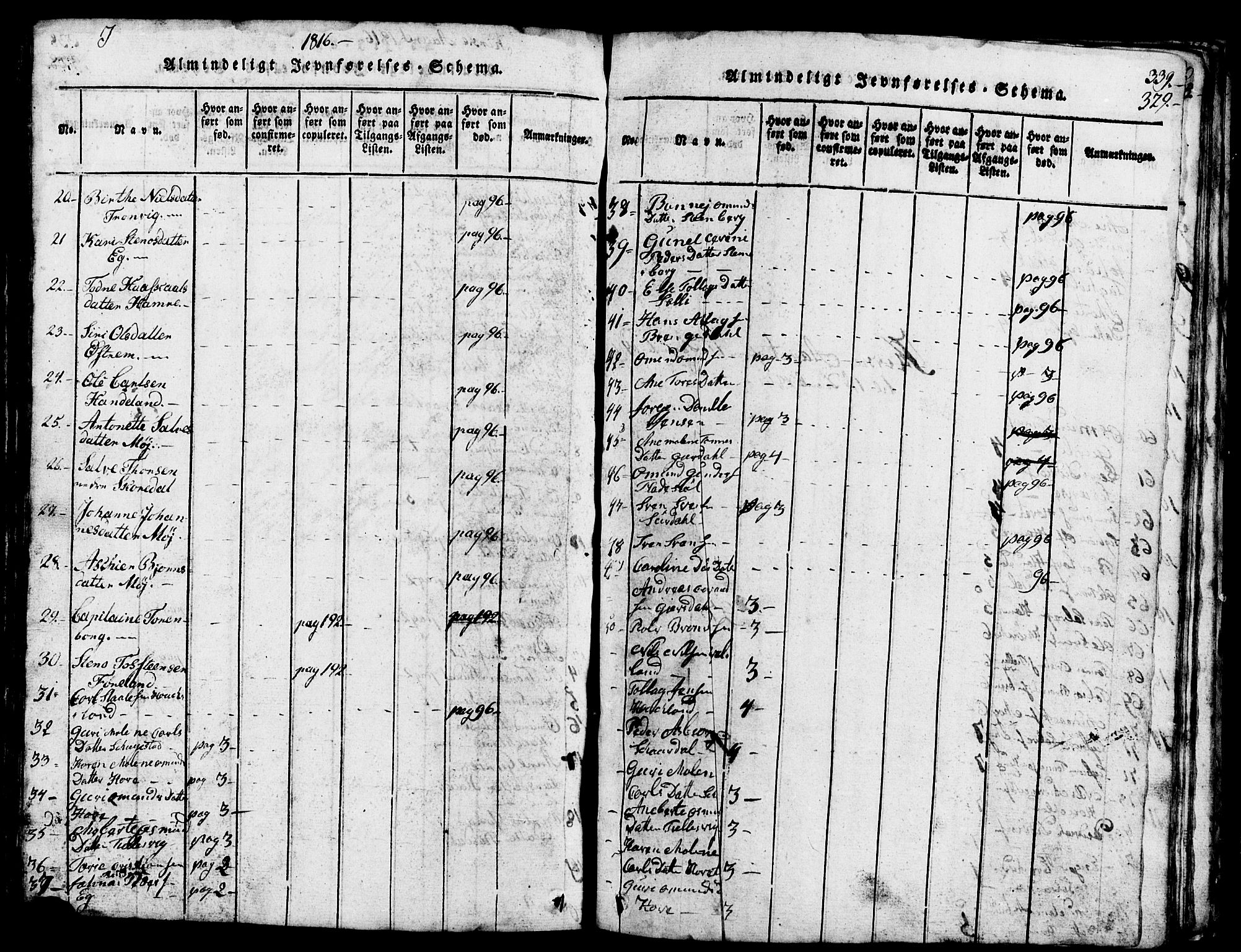 Lund sokneprestkontor, SAST/A-101809/S07/L0002: Klokkerbok nr. B 2, 1816-1832, s. 339