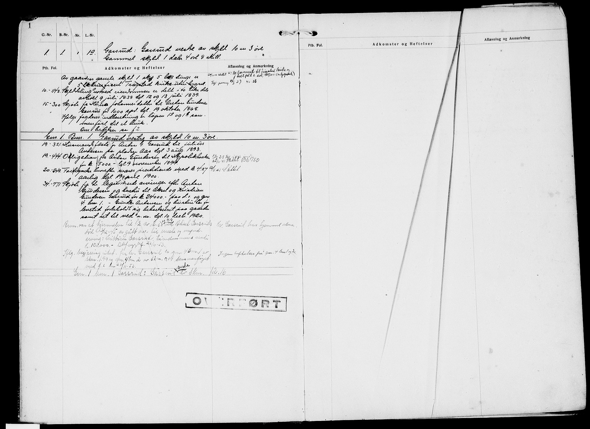 Rakkestad sorenskriveri, SAO/A-10686/G/Ga/Gaf/L0001: Panteregister nr. VI 1, 1795-1959, s. 1