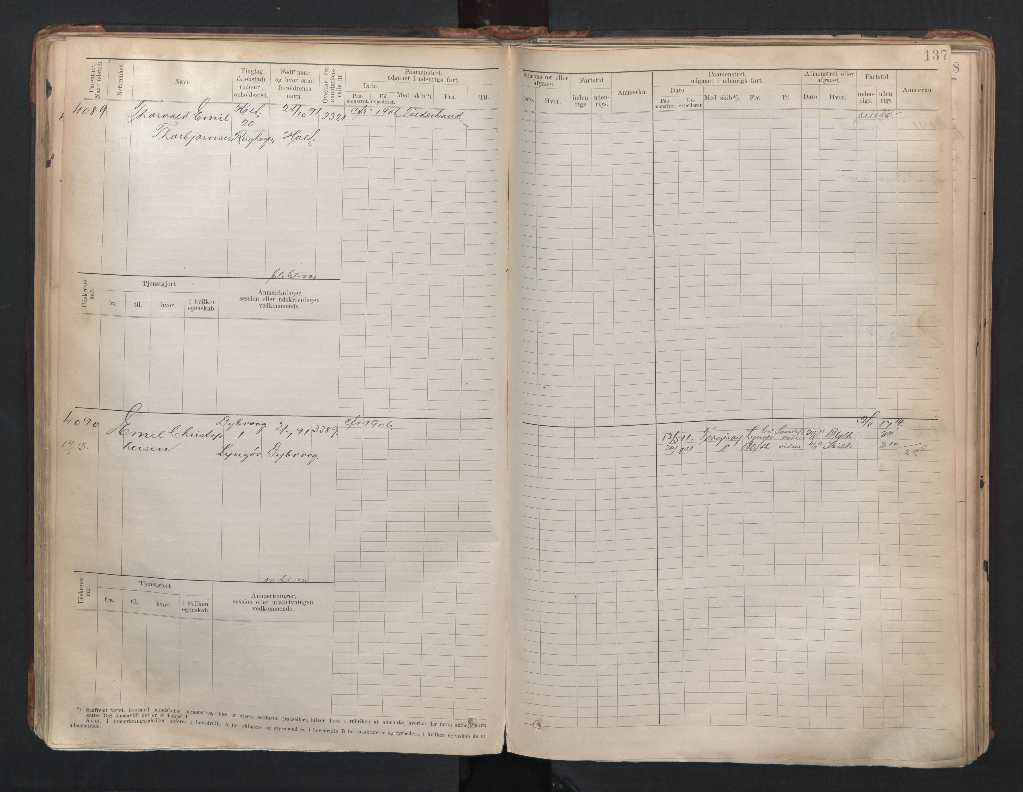 Tvedestrand mønstringskrets, AV/SAK-2031-0011/F/Fb/L0006: Hovedrulle A nr 3818-4409, R-7, 1905-1948, s. 141