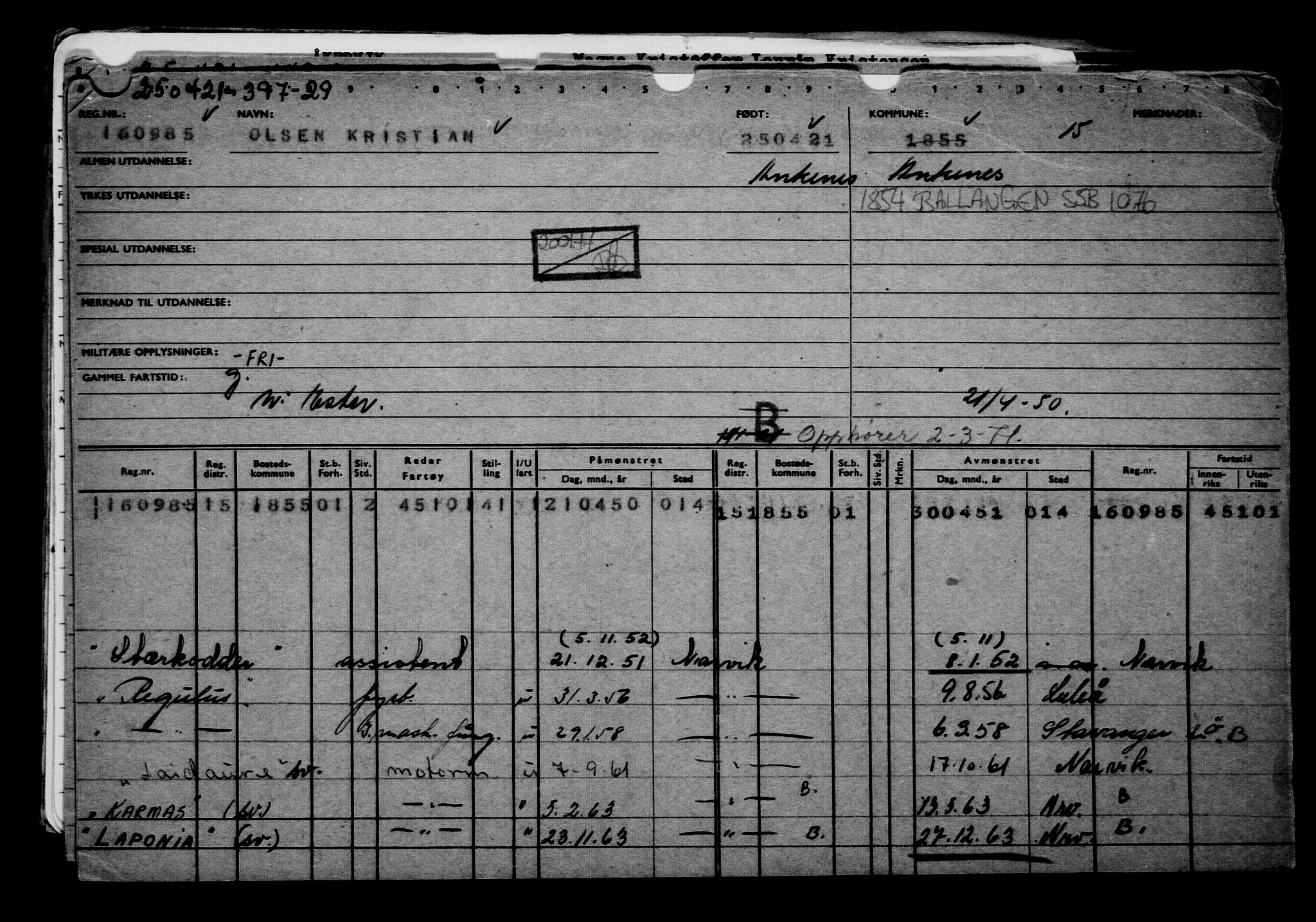 Direktoratet for sjømenn, AV/RA-S-3545/G/Gb/L0192: Hovedkort, 1921, s. 738