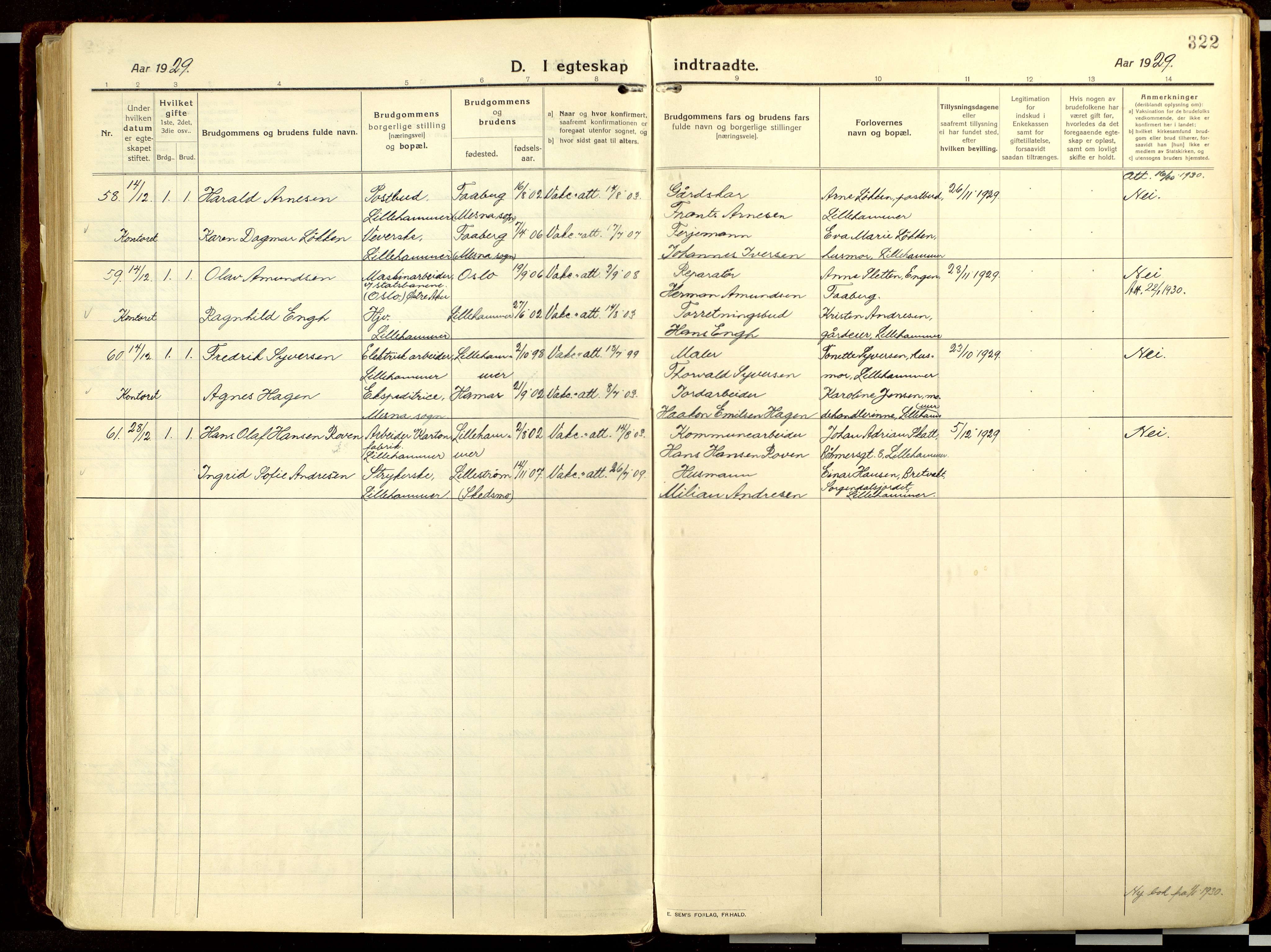 Lillehammer prestekontor, AV/SAH-PREST-088/H/Ha/Haa/L0002: Ministerialbok nr. 2, 1917-1932, s. 322