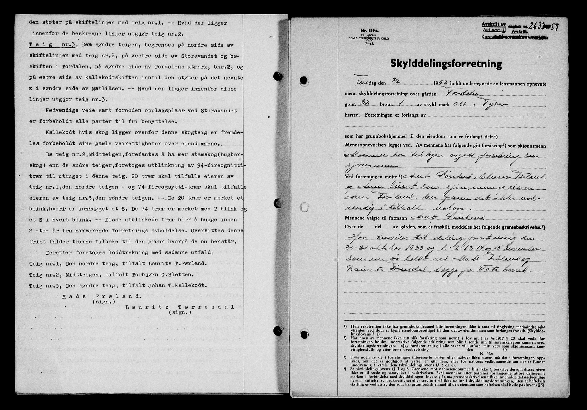 Karmsund sorenskriveri, SAST/A-100311/01/II/IIB/L0132: Pantebok nr. 112A, 1959-1959, Dagboknr: 2633/1959