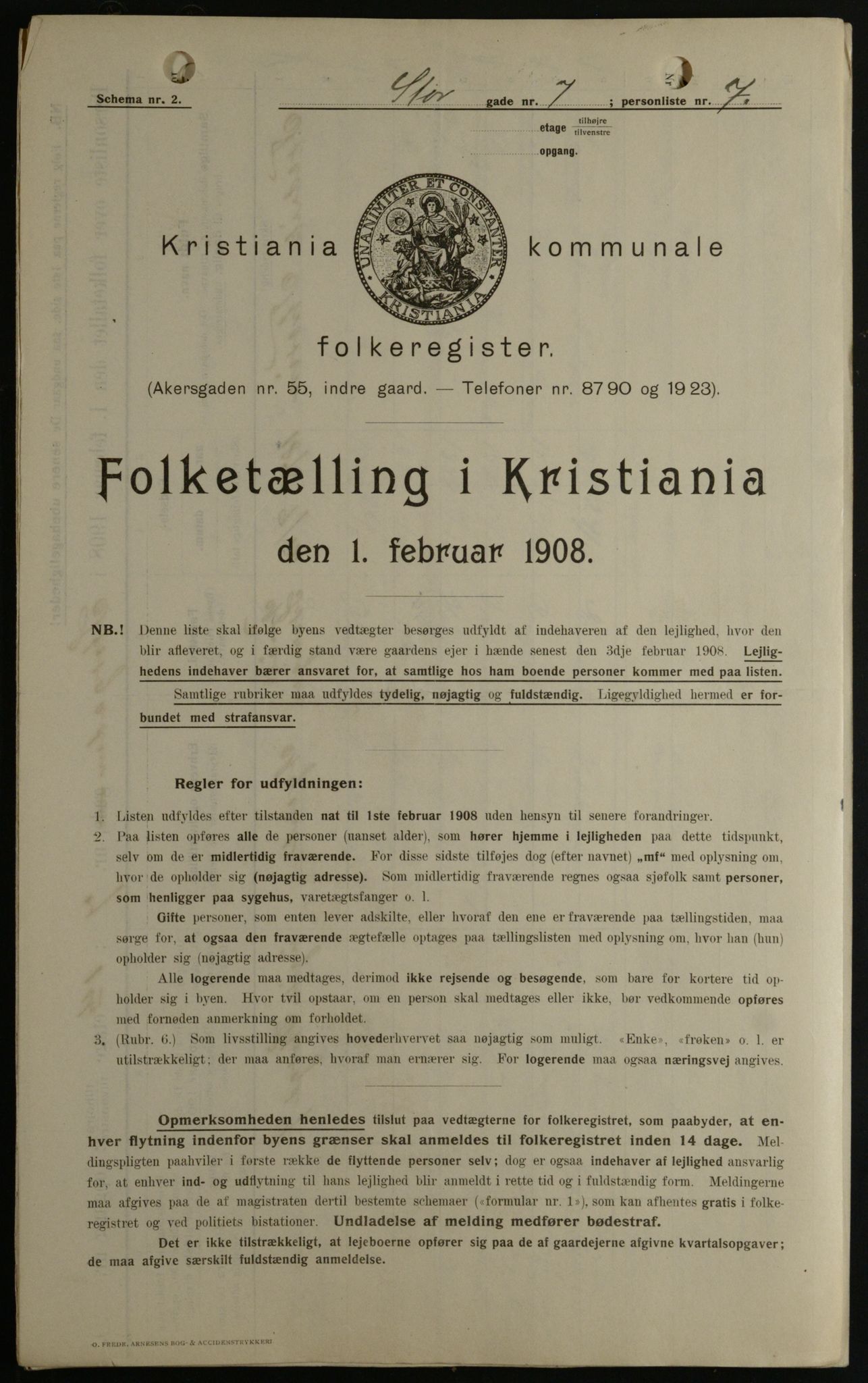 OBA, Kommunal folketelling 1.2.1908 for Kristiania kjøpstad, 1908, s. 92494