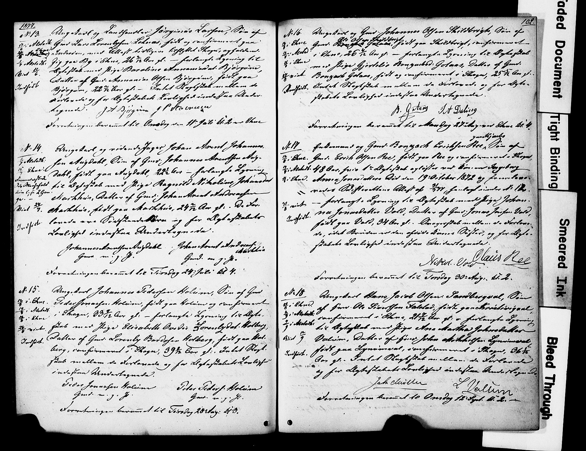 Ministerialprotokoller, klokkerbøker og fødselsregistre - Nord-Trøndelag, AV/SAT-A-1458/717/L0161: Forlovererklæringer nr. 717A11, 1850-1895, s. 102