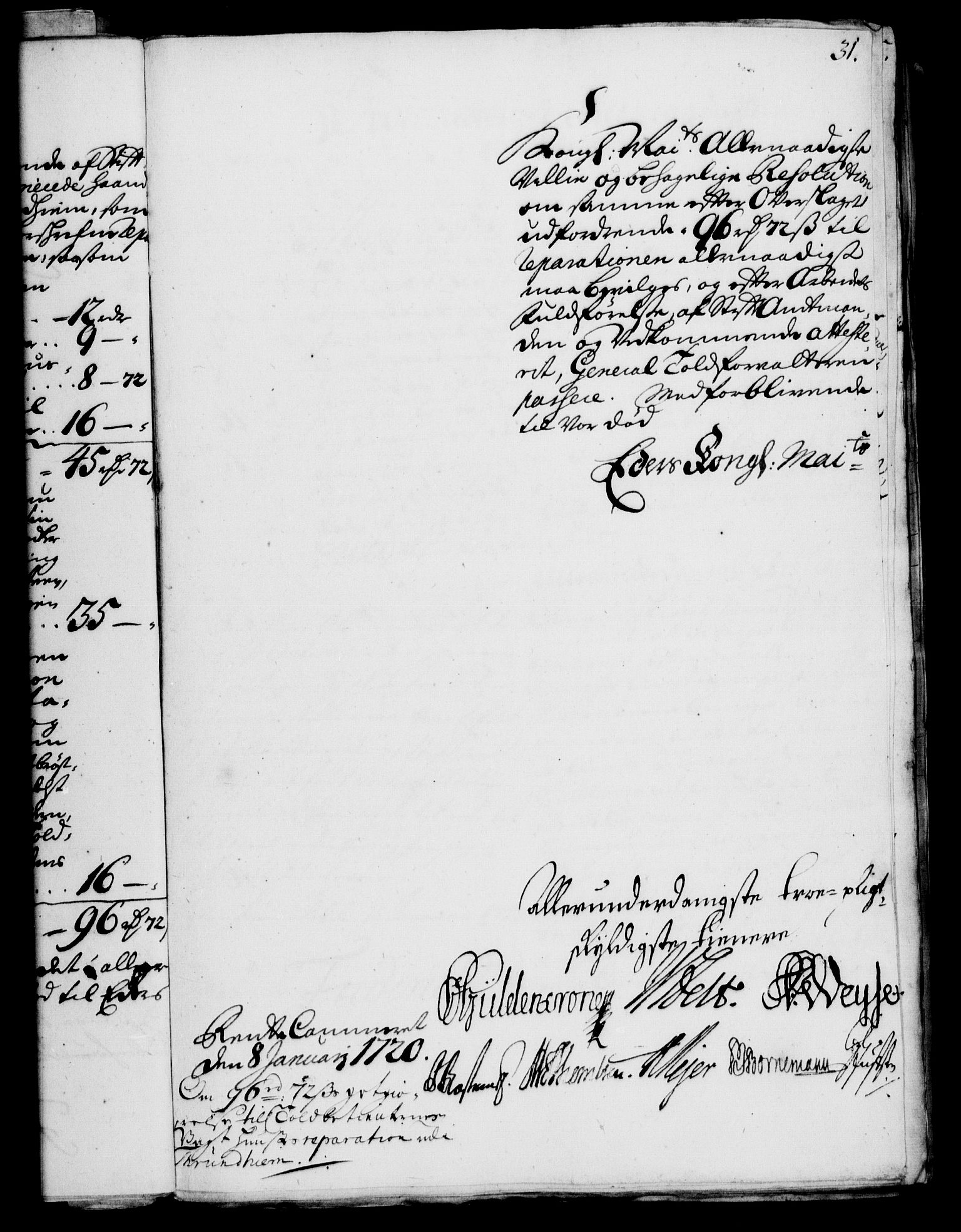 Rentekammeret, Kammerkanselliet, RA/EA-3111/G/Gf/Gfa/L0002: Norsk relasjons- og resolusjonsprotokoll (merket RK 52.2), 1720, s. 30