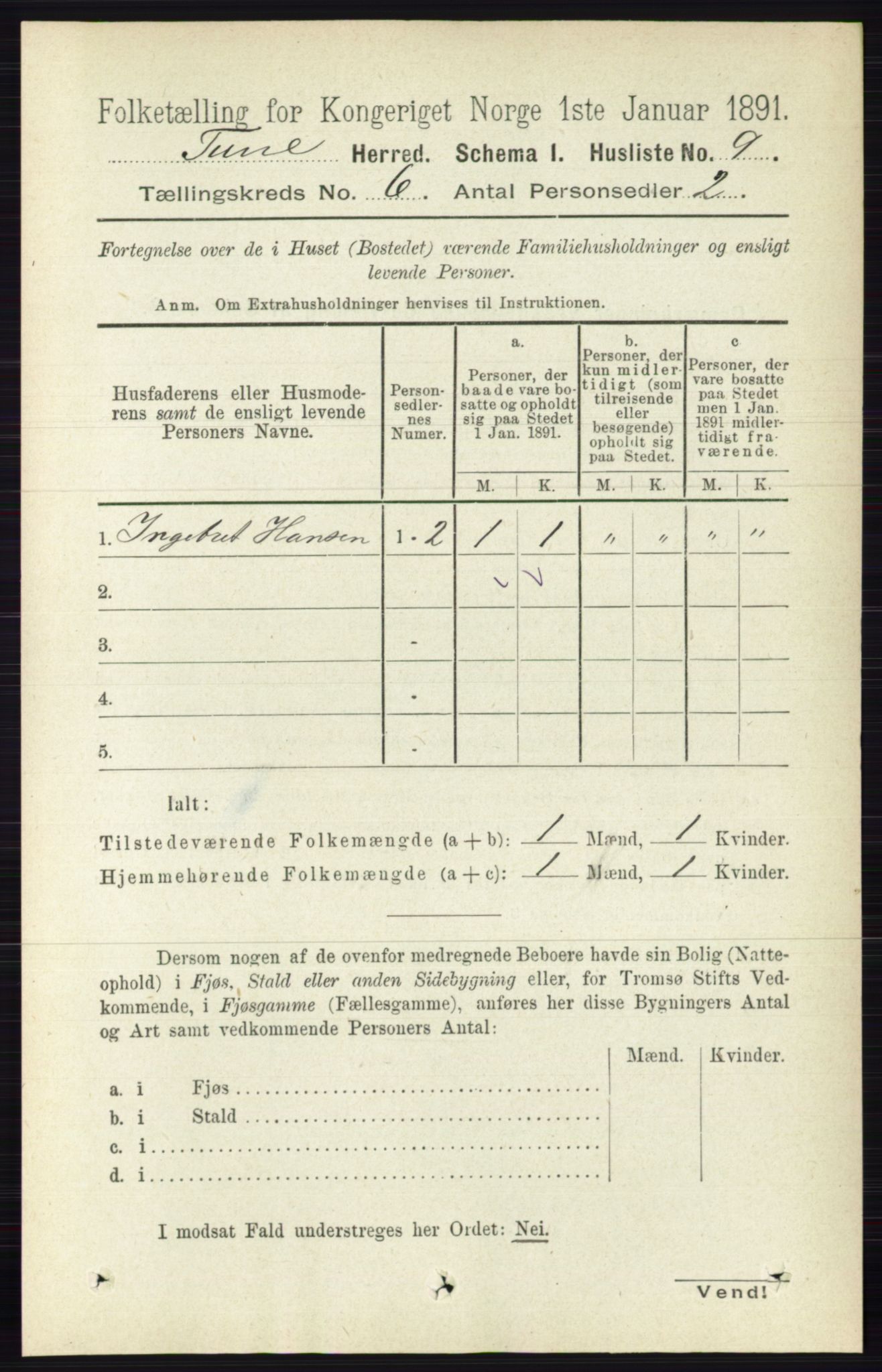 RA, Folketelling 1891 for 0130 Tune herred, 1891, s. 3957