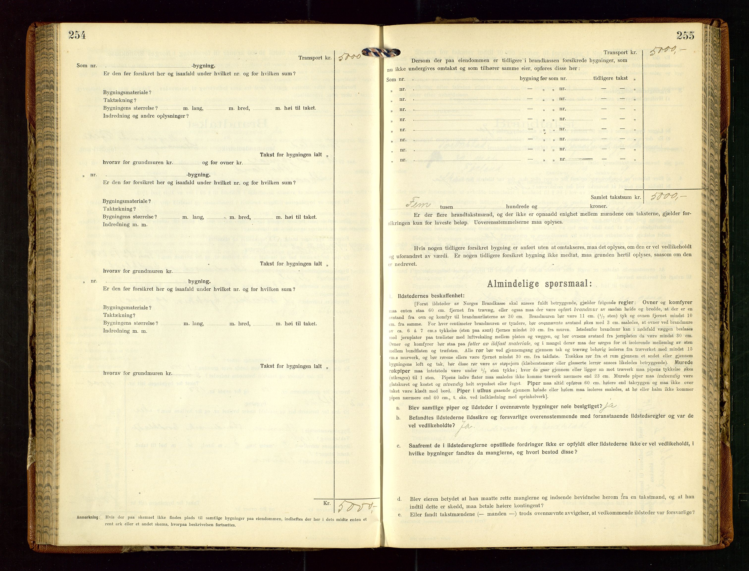 Torvestad lensmannskontor, AV/SAST-A-100307/1/Gob/L0005: "Brandtaxationsprotokol for Torvestad Lensmannsdistrikt", 1915-1928, s. 254-255