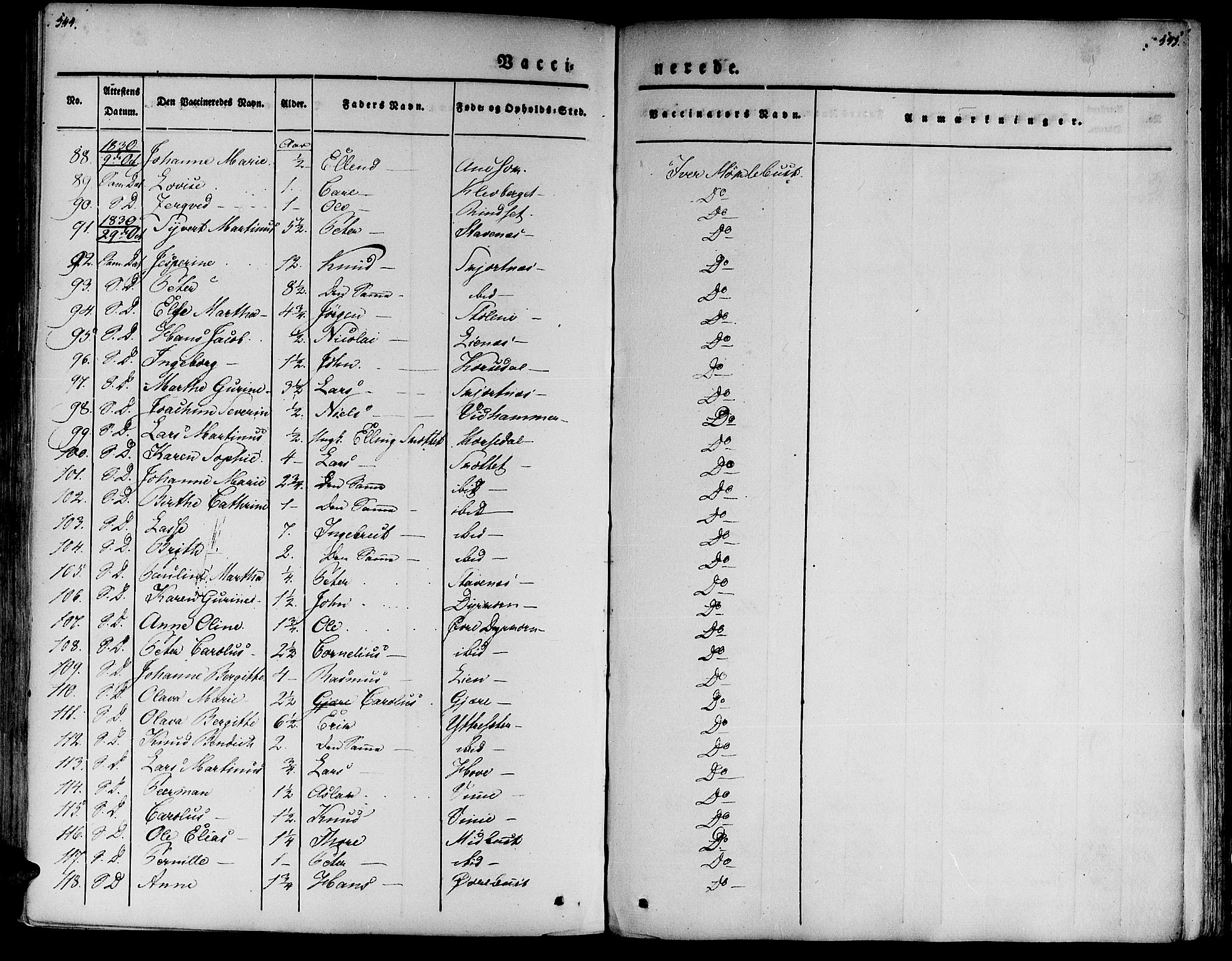 Ministerialprotokoller, klokkerbøker og fødselsregistre - Møre og Romsdal, AV/SAT-A-1454/520/L0274: Ministerialbok nr. 520A04, 1827-1864, s. 544-545