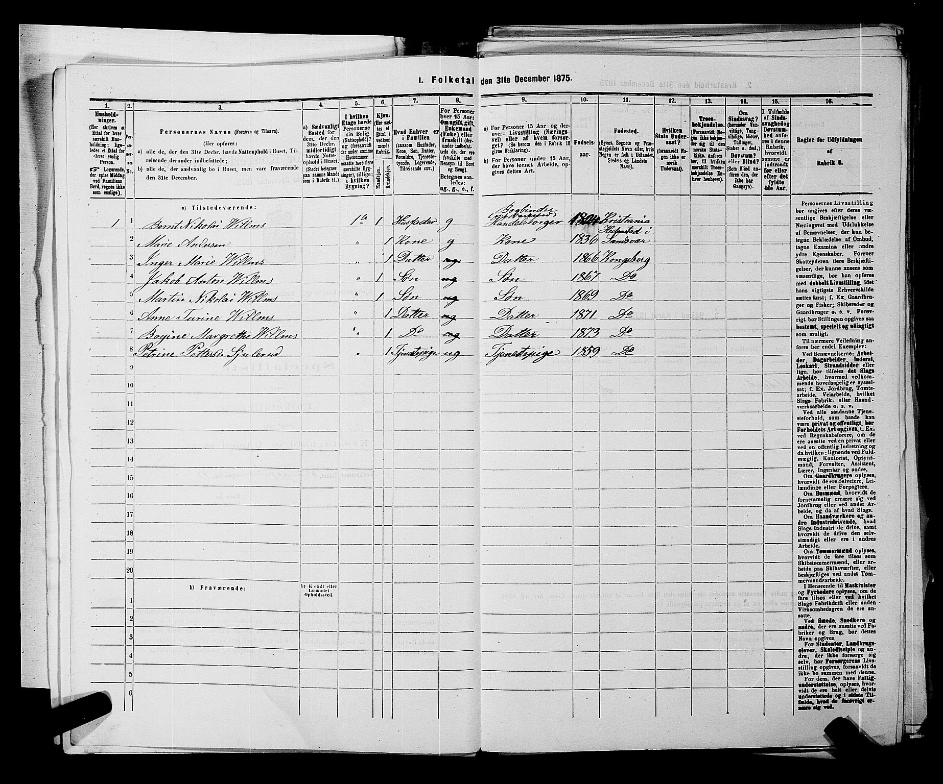 SAKO, Folketelling 1875 for 0604B Kongsberg prestegjeld, Kongsberg kjøpstad, 1875, s. 217