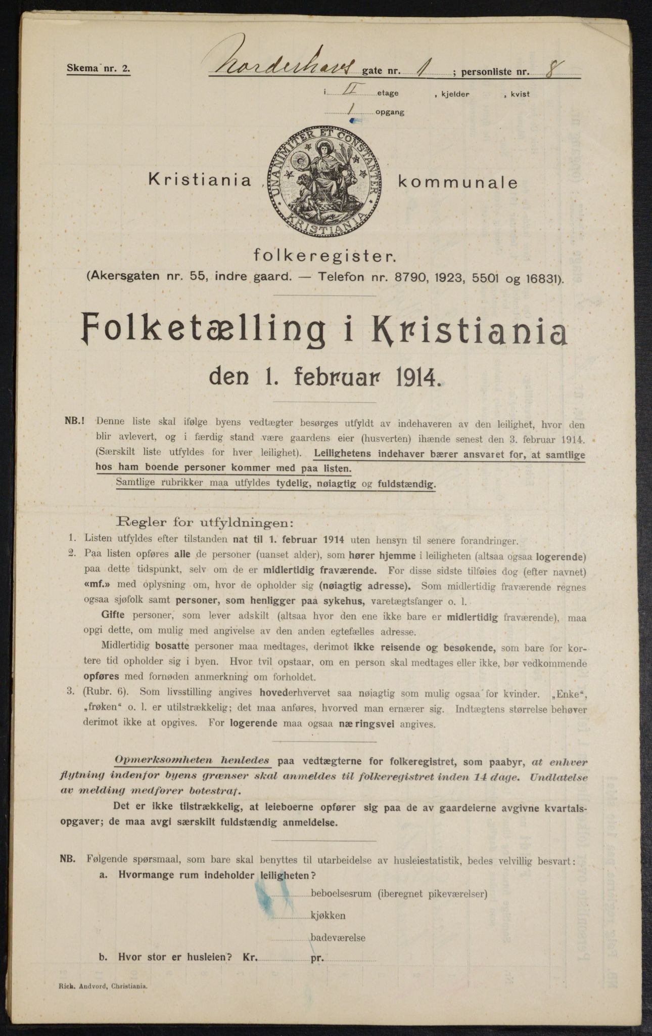 OBA, Kommunal folketelling 1.2.1914 for Kristiania, 1914, s. 72459