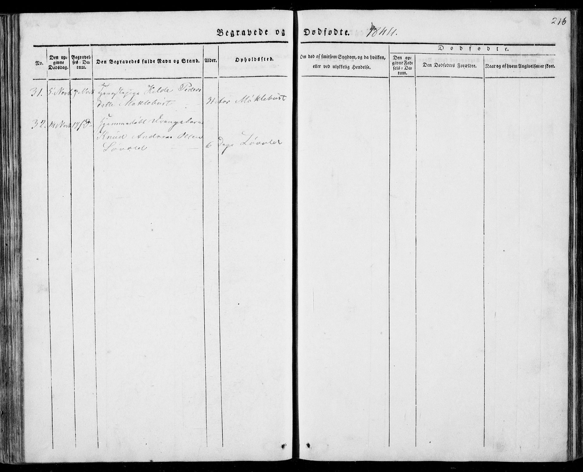 Ministerialprotokoller, klokkerbøker og fødselsregistre - Møre og Romsdal, SAT/A-1454/501/L0005: Ministerialbok nr. 501A05, 1831-1844, s. 216