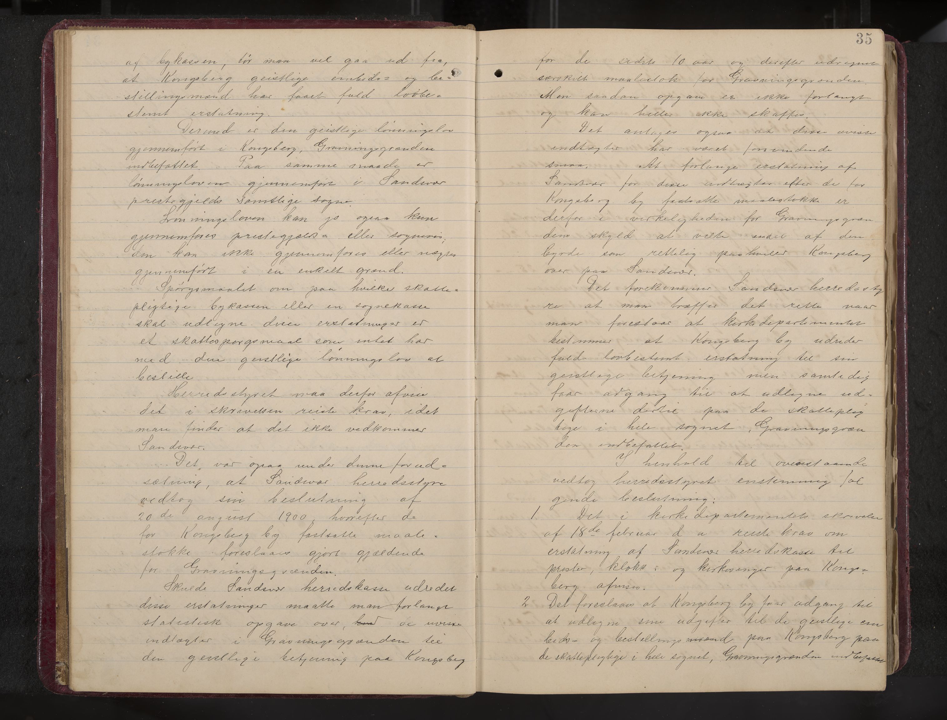 Ytre Sandsvær formannskap og sentraladministrasjon, IKAK/0629021/A/Aa/L0001: Møtebok med register, 1902-1919, s. 35