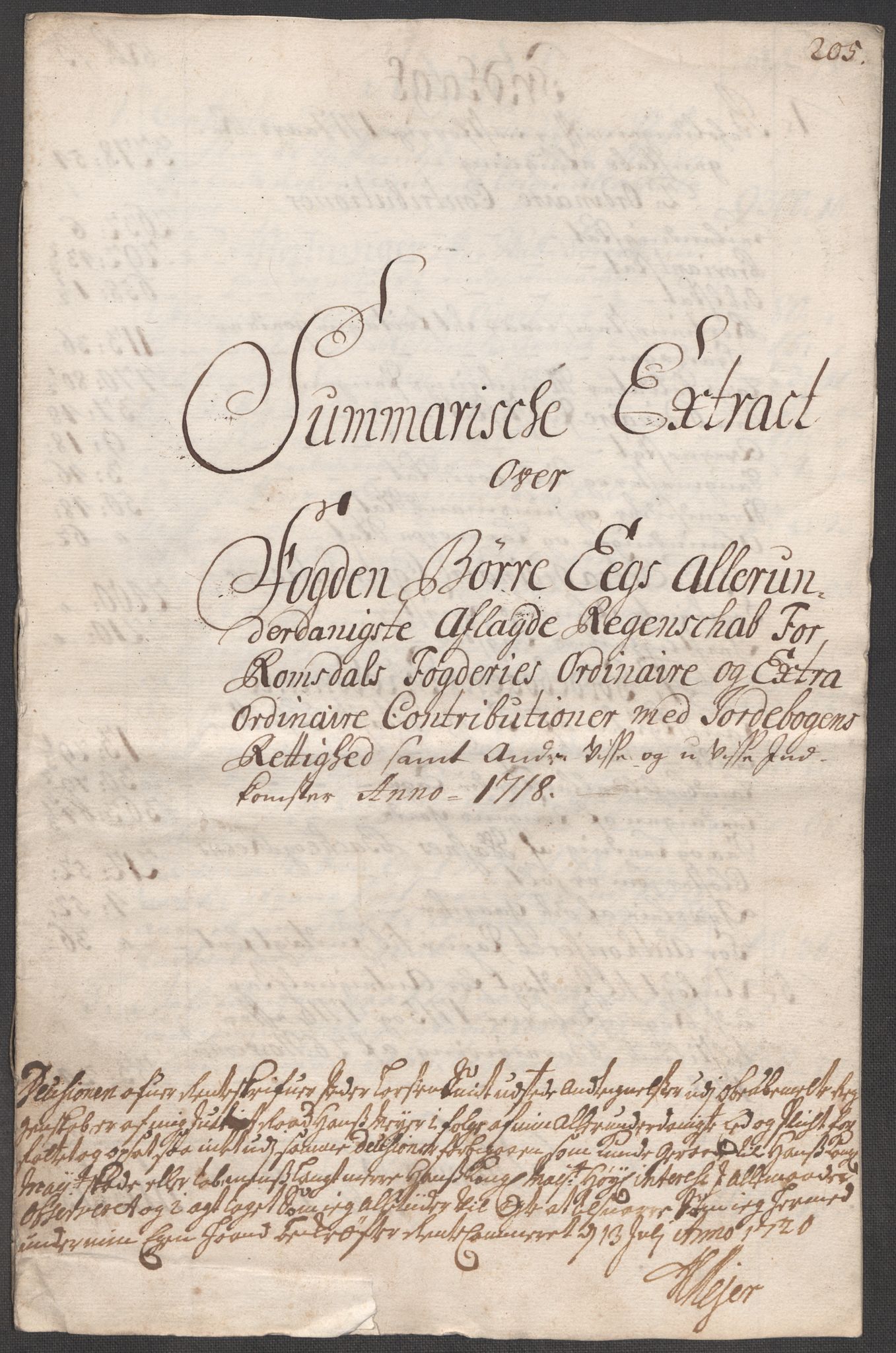 Rentekammeret inntil 1814, Reviderte regnskaper, Fogderegnskap, RA/EA-4092/R55/L3665: Fogderegnskap Romsdal, 1718, s. 266