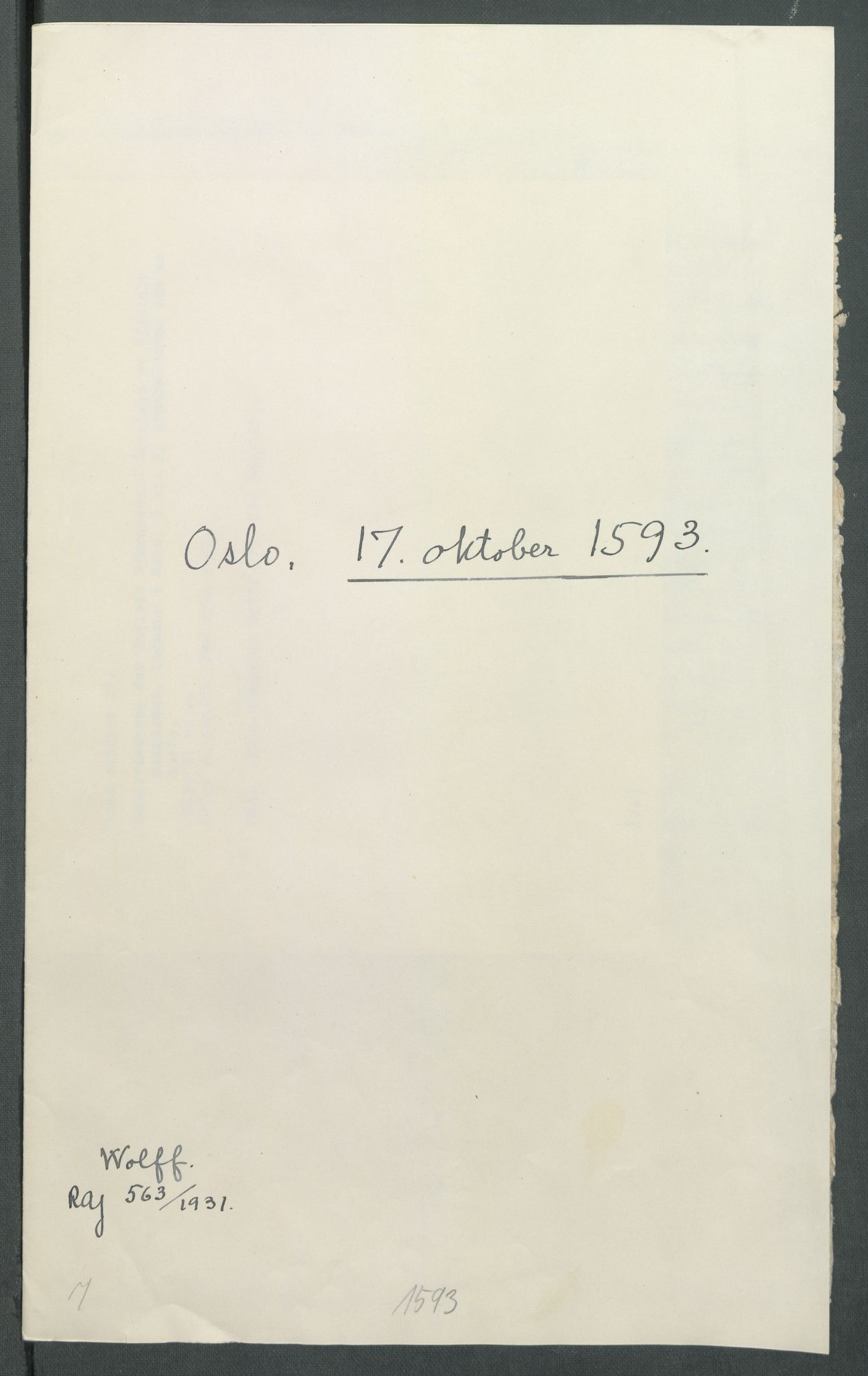 Riksarkivets diplomsamling, AV/RA-EA-5965/F02/L0097: Dokumenter, 1593, s. 75