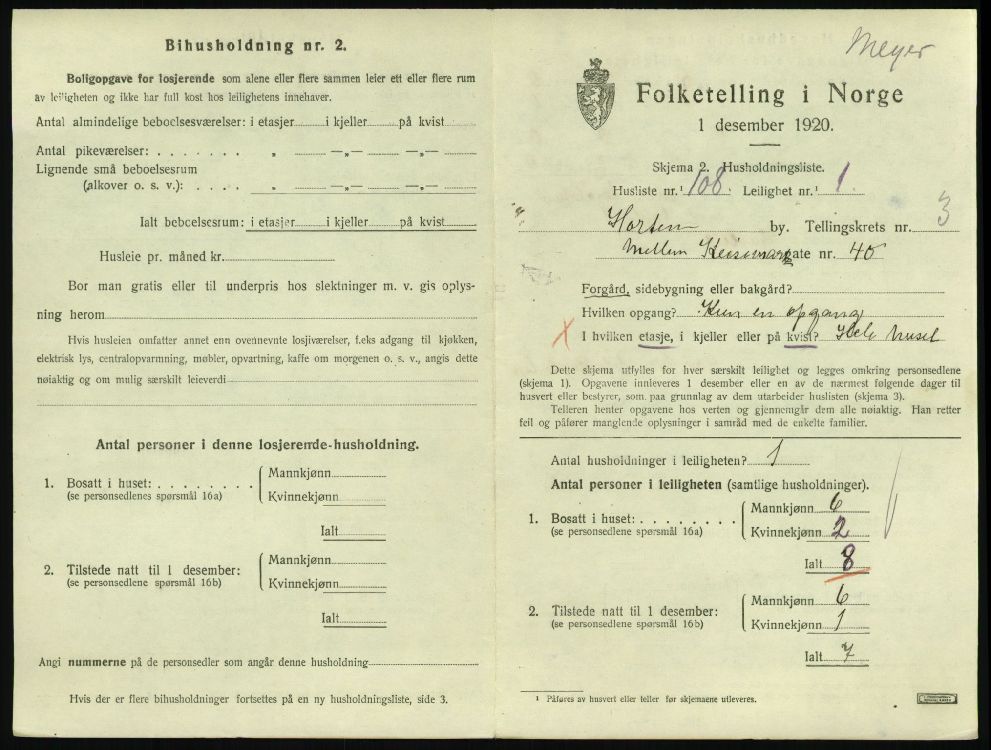SAKO, Folketelling 1920 for 0703 Horten kjøpstad, 1920, s. 4497