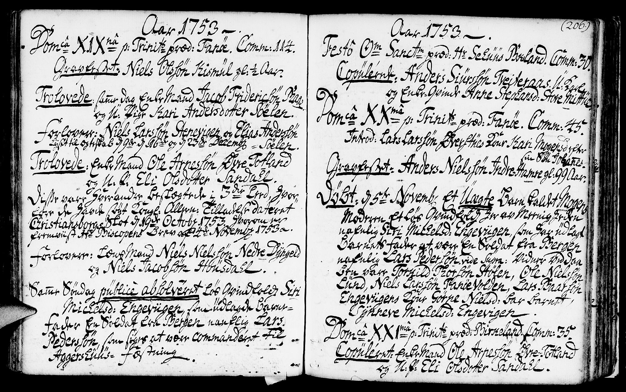 Fana Sokneprestembete, AV/SAB-A-75101/H/Haa/Haaa/L0003: Ministerialbok nr. A 3, 1736-1757, s. 206
