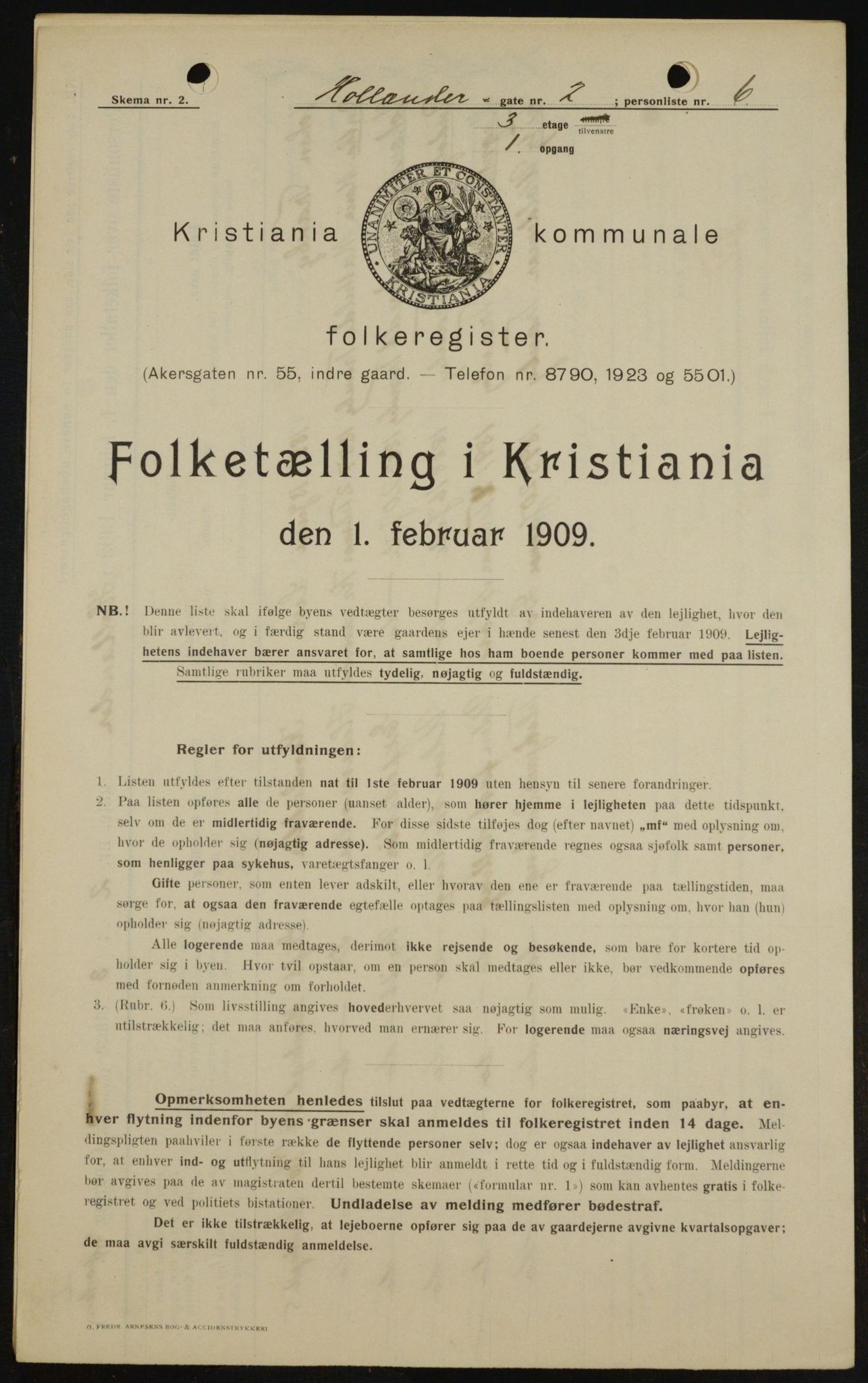 OBA, Kommunal folketelling 1.2.1909 for Kristiania kjøpstad, 1909, s. 36836