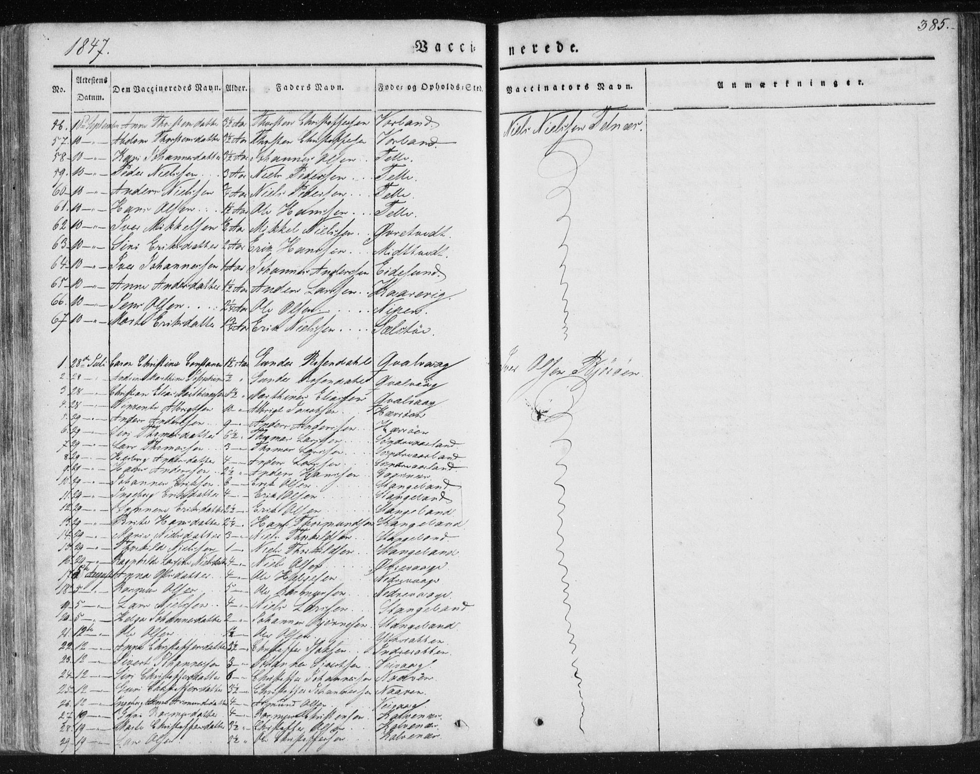 Sund sokneprestembete, AV/SAB-A-99930: Ministerialbok nr. A 13, 1835-1849, s. 385