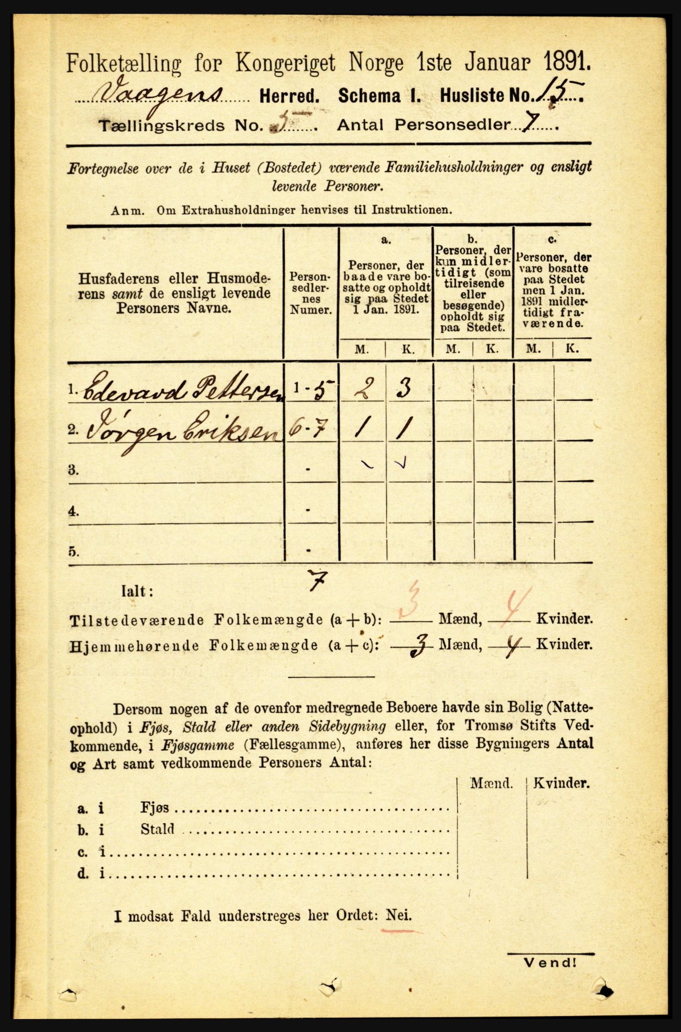 RA, Folketelling 1891 for 1865 Vågan herred, 1891, s. 1564