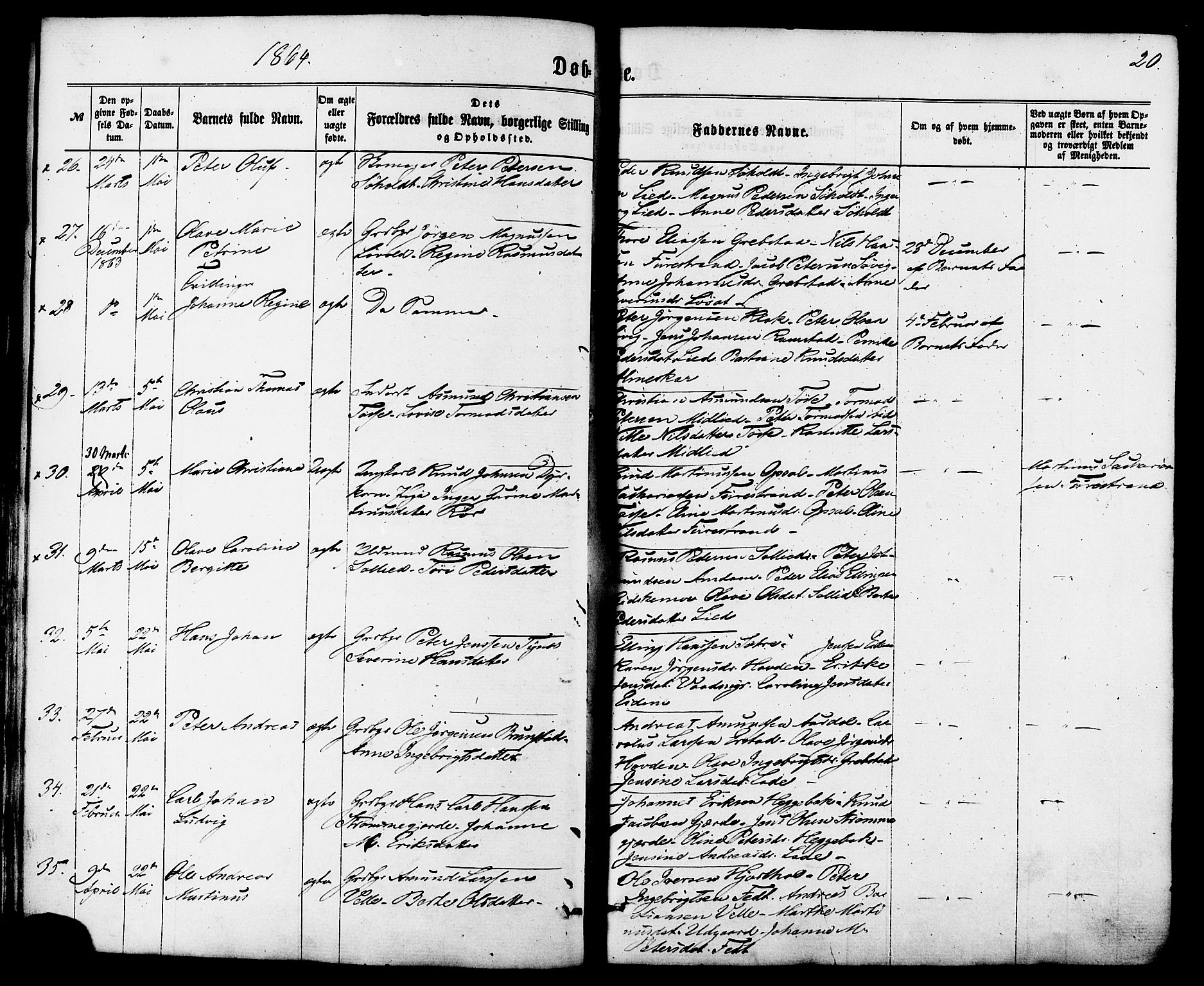 Ministerialprotokoller, klokkerbøker og fødselsregistre - Møre og Romsdal, AV/SAT-A-1454/522/L0314: Ministerialbok nr. 522A09, 1863-1877, s. 20