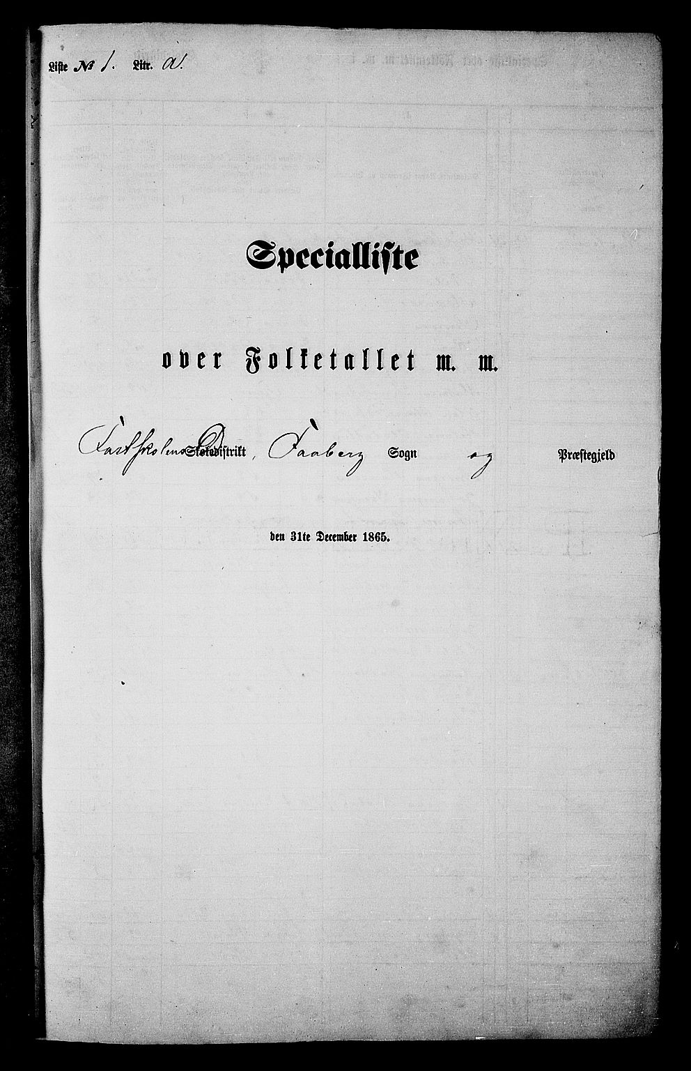 RA, Folketelling 1865 for 0524L Fåberg prestegjeld, Fåberg sokn og Lillehammer landsokn, 1865, s. 13