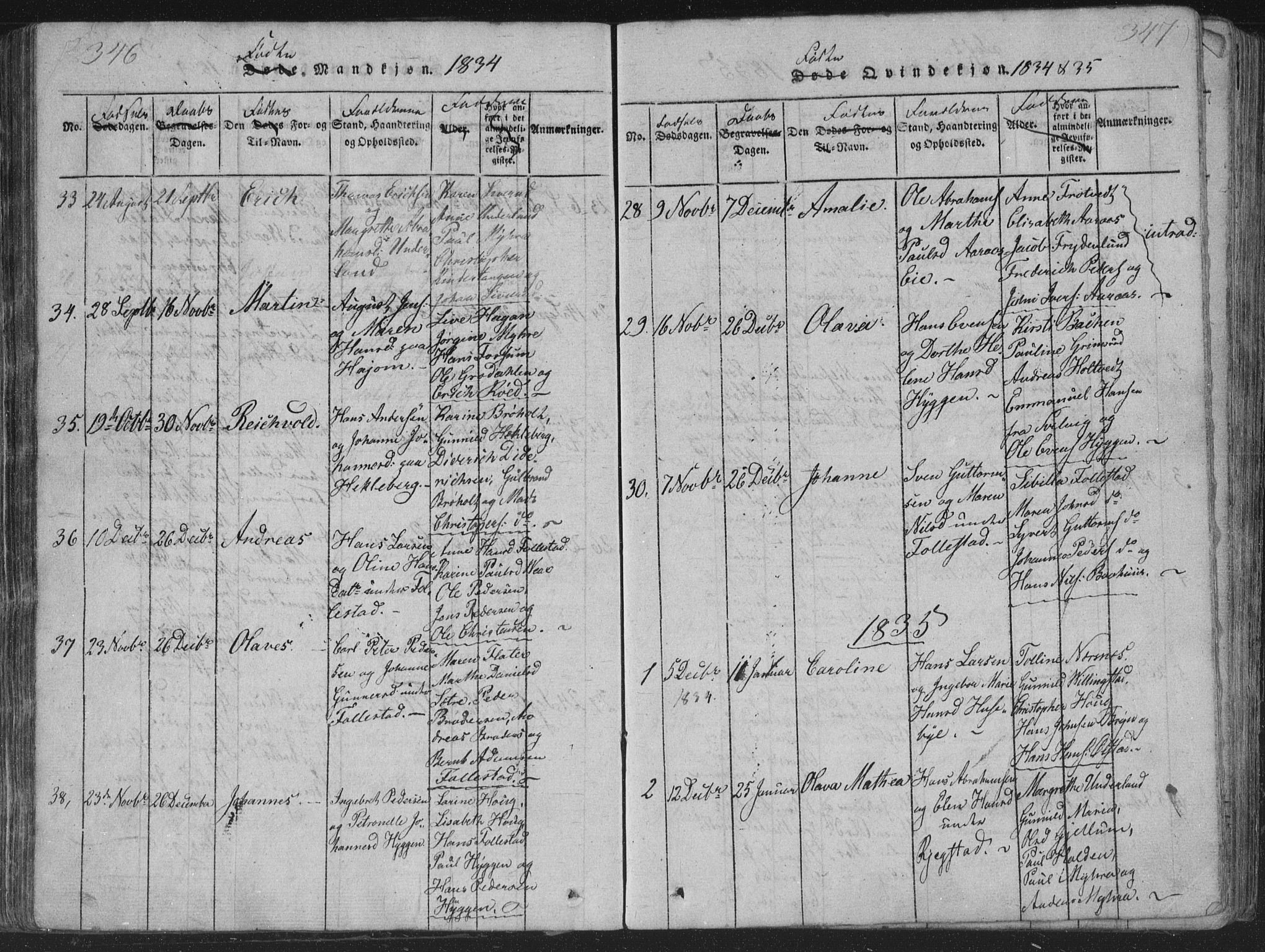 Røyken kirkebøker, AV/SAKO-A-241/G/Ga/L0003: Klokkerbok nr. 3, 1814-1856, s. 346-347