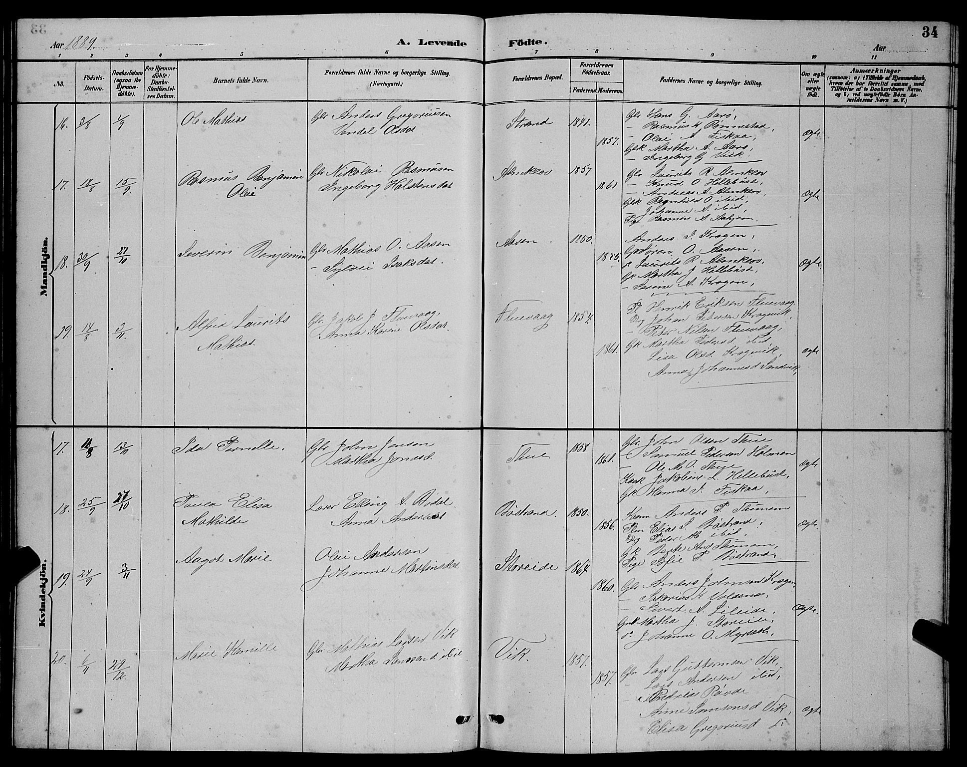 Ministerialprotokoller, klokkerbøker og fødselsregistre - Møre og Romsdal, AV/SAT-A-1454/501/L0017: Klokkerbok nr. 501C03, 1885-1901, s. 34