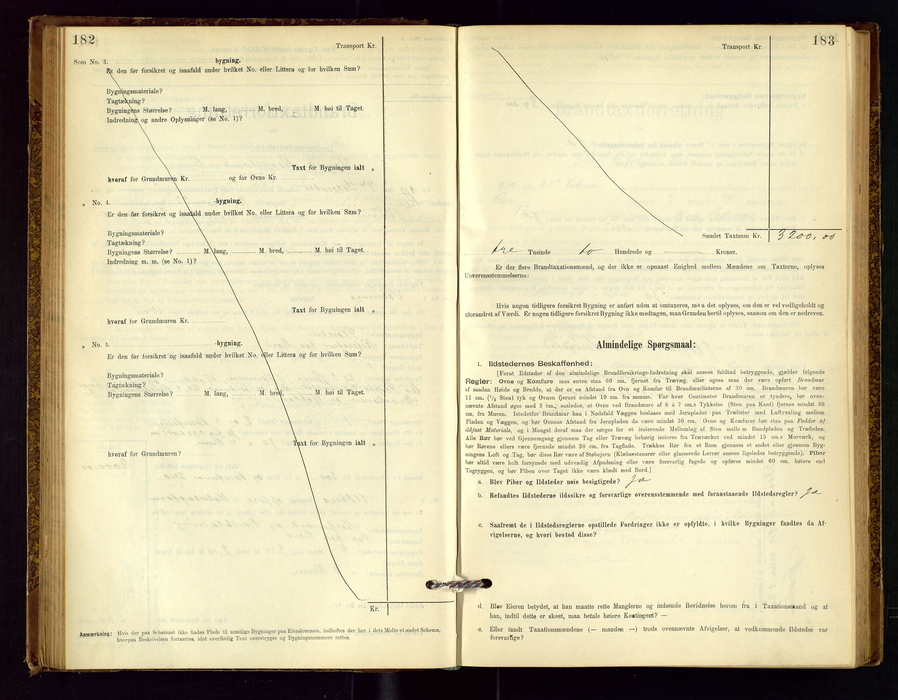 Time lensmannskontor, AV/SAST-A-100420/Gob/L0001: Branntakstprotokoll, 1896-1914, s. 182-183