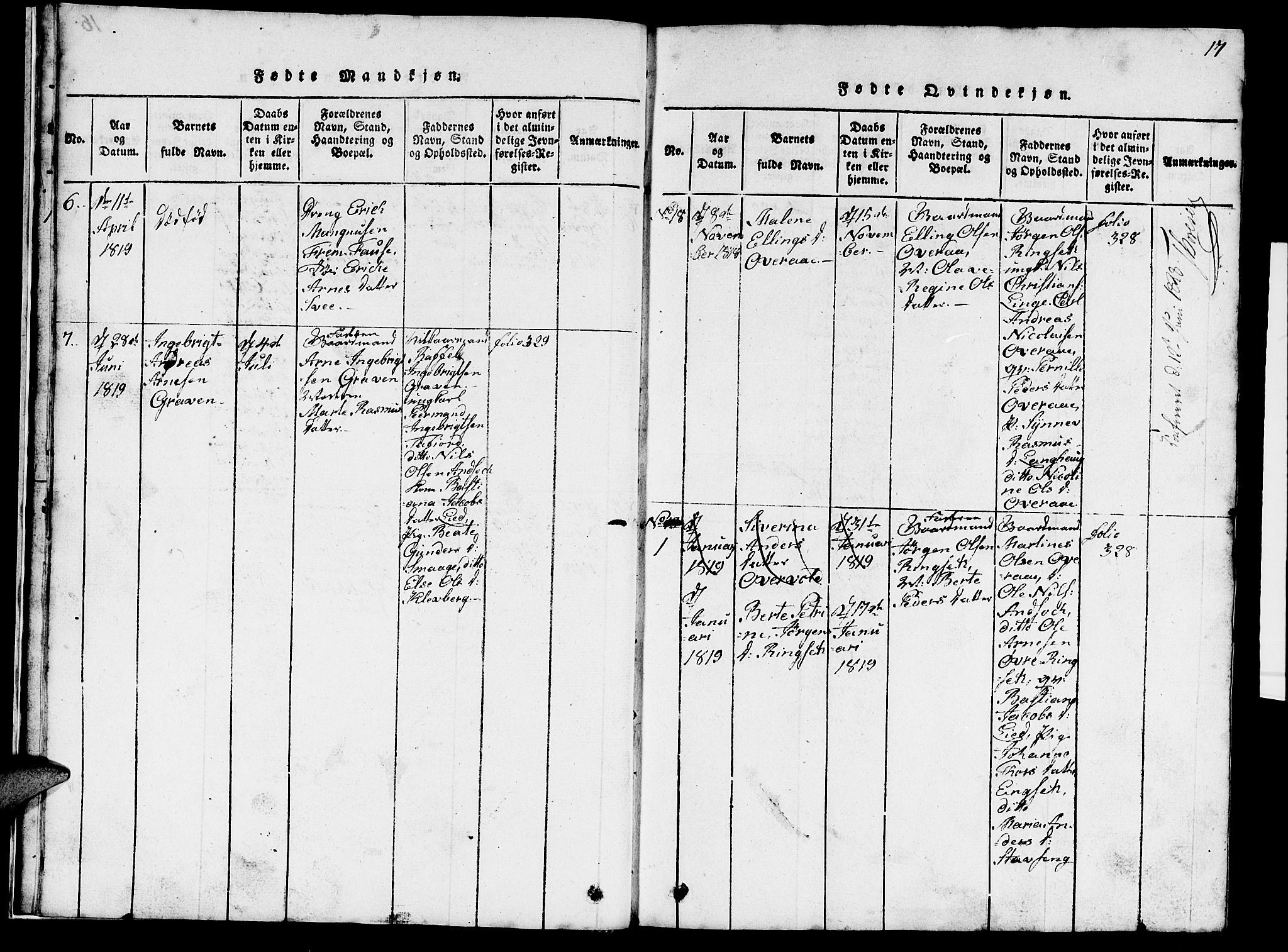 Ministerialprotokoller, klokkerbøker og fødselsregistre - Møre og Romsdal, AV/SAT-A-1454/520/L0289: Klokkerbok nr. 520C01, 1817-1837, s. 17