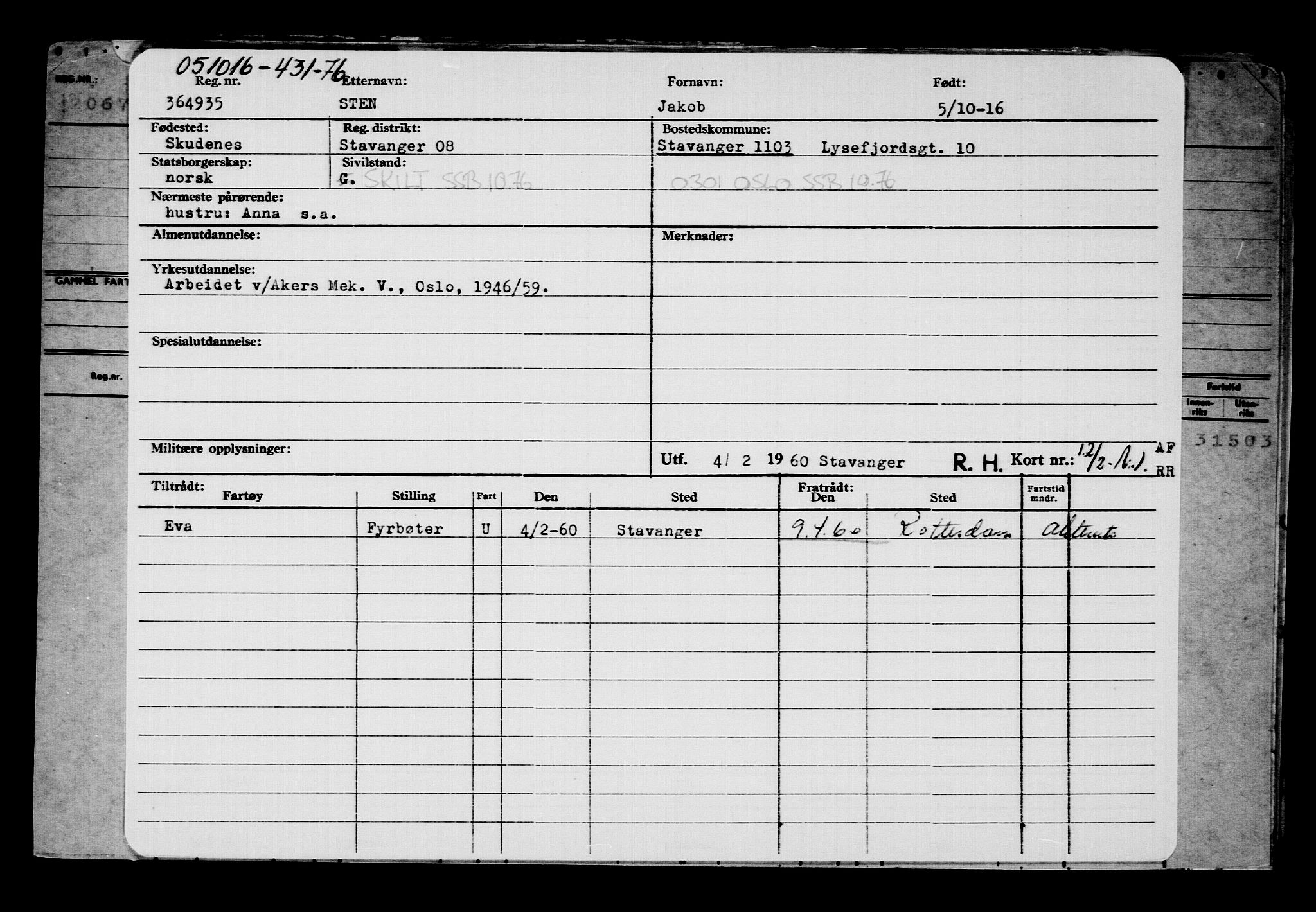 Direktoratet for sjømenn, AV/RA-S-3545/G/Gb/L0143: Hovedkort, 1916, s. 77